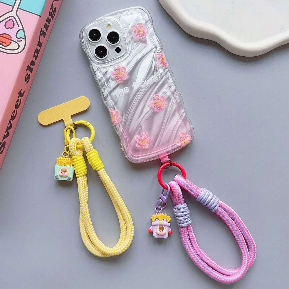 Suitable for the new creative cartoon phone case universal and versatile thick short rope, hand-held chain, doll card anti lost rope