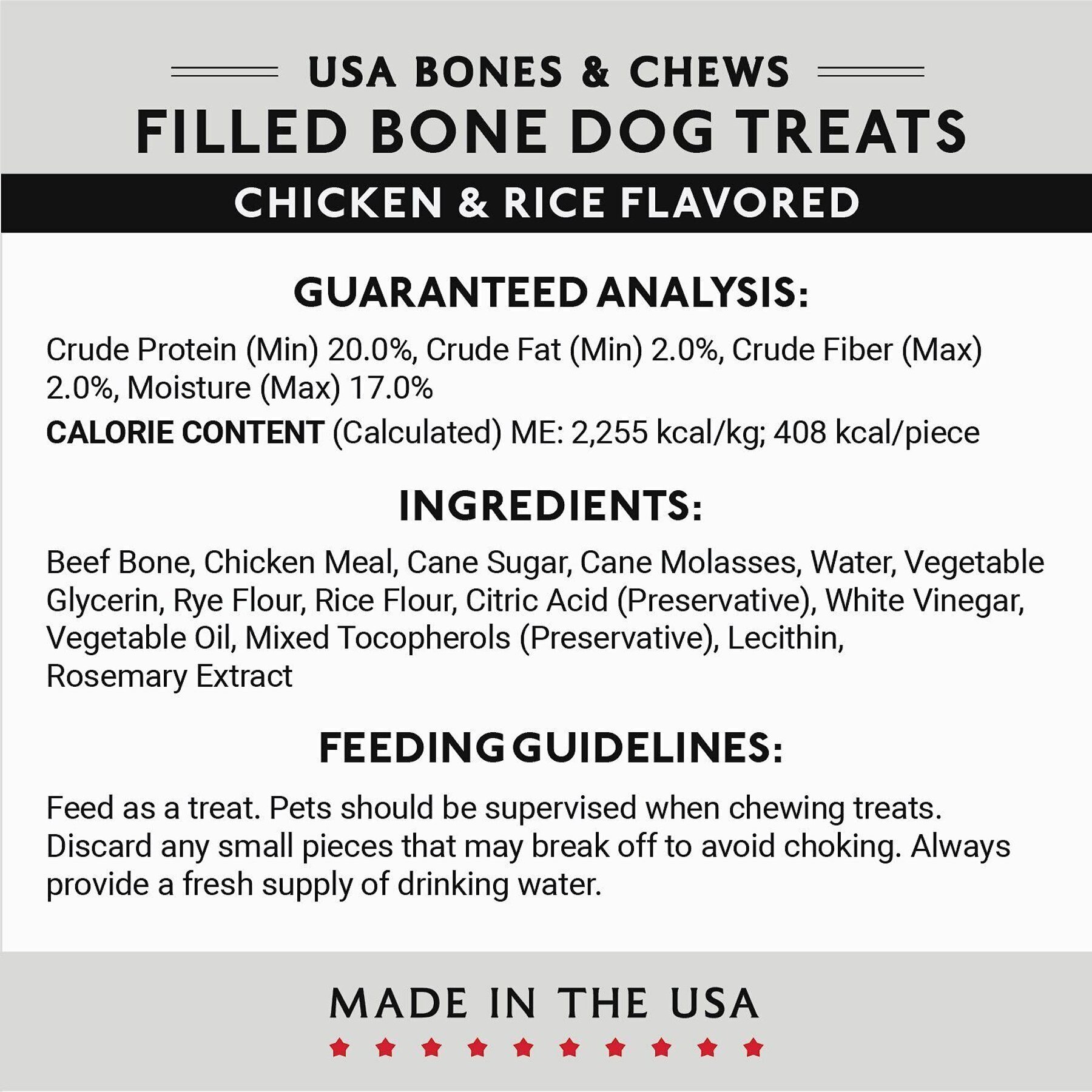 Bones & Chews Made in USA Chicken & Rice Flavored Filled Bone Dog Treats
