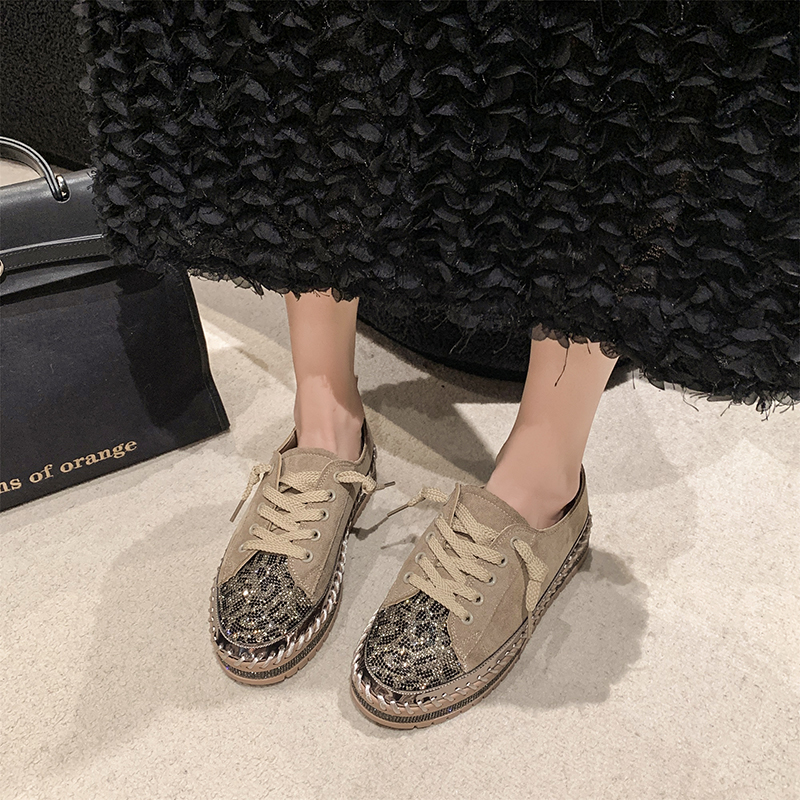 Crystal luxury flat shoes designer women's sports shoes 2025 autumn suede lace up fashion leopard print casual shoes high-quality women's sh