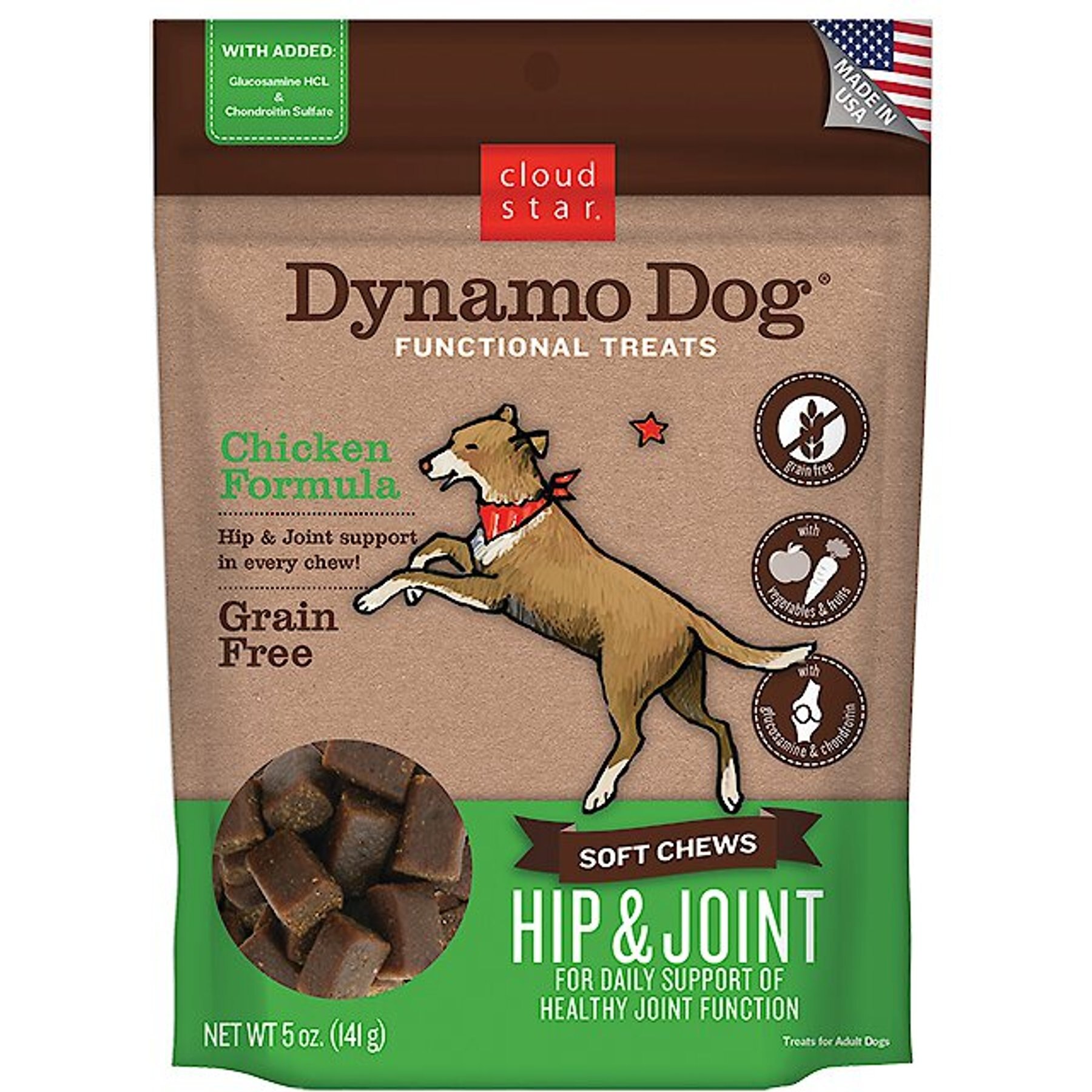 Cloud Star Dynamo Dog Hip & Joint Soft Chews Chicken Formula Grain-Free Dog Treats