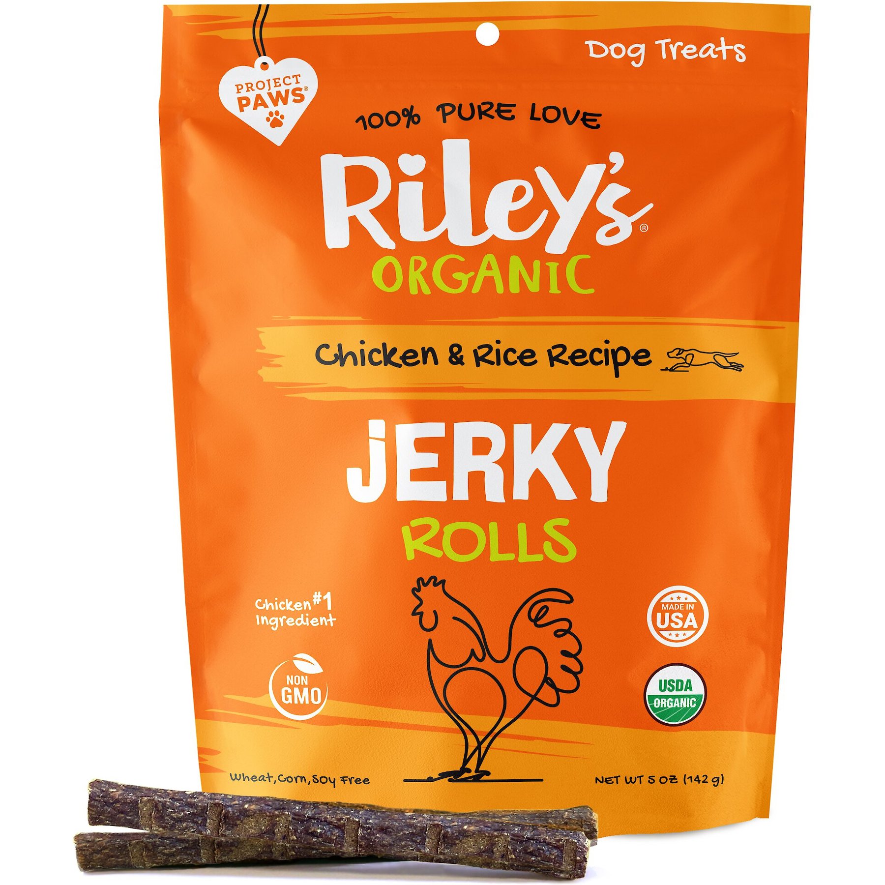 Riley's Jerky Rolls Chicken & Rice Recipe Dog Treats, 5-oz pouch