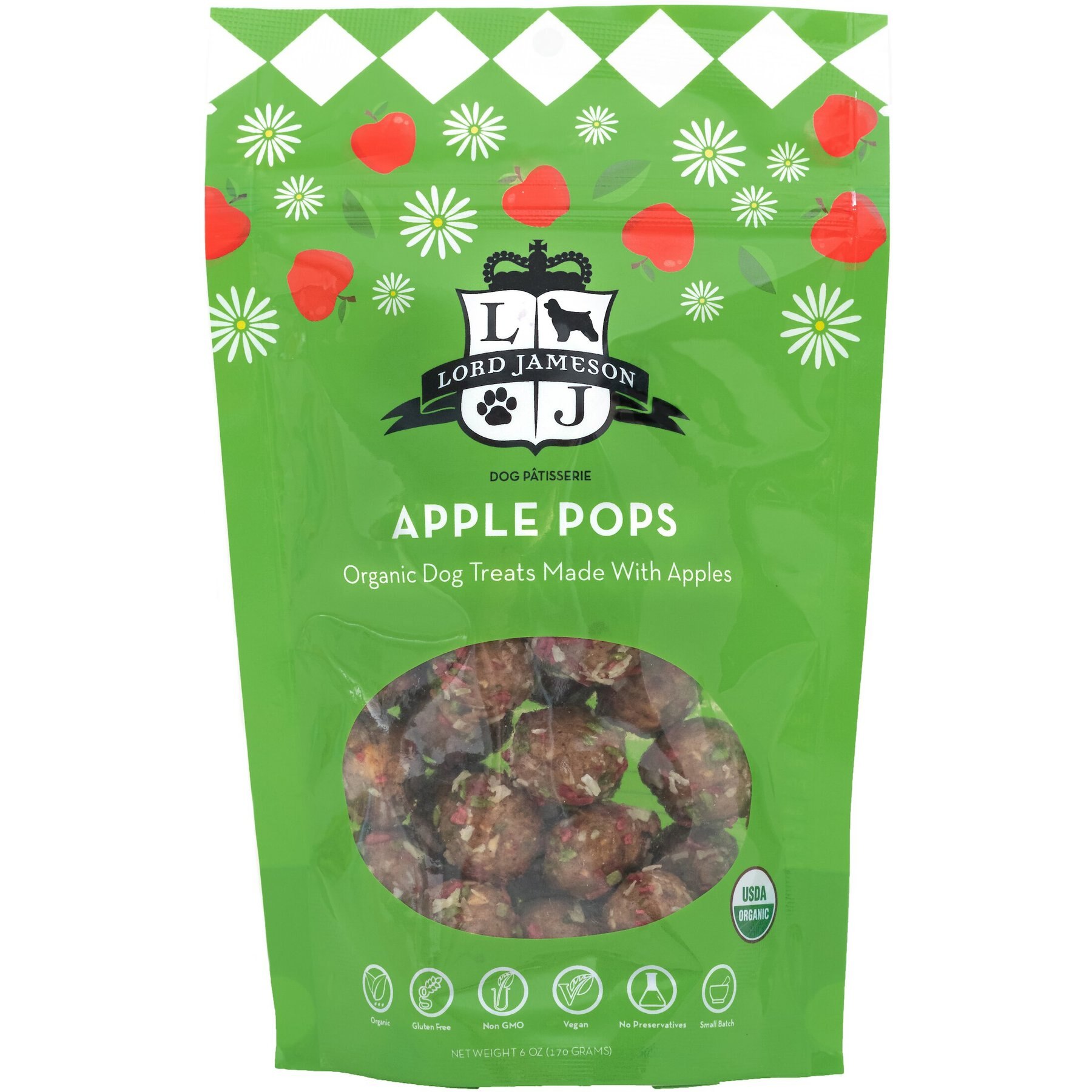 Lord Jameson Apple Pops Vegan Dog Treats, 6-oz bag