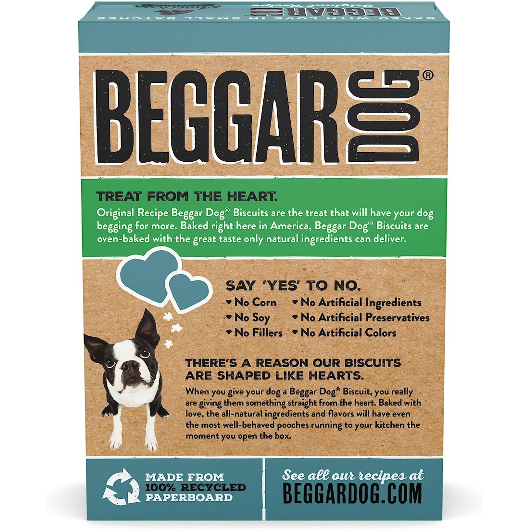 Beggar Dog Original Recipe Chicken Meal & Oats Crunchy Biscuit Dog Treats, 16-oz box