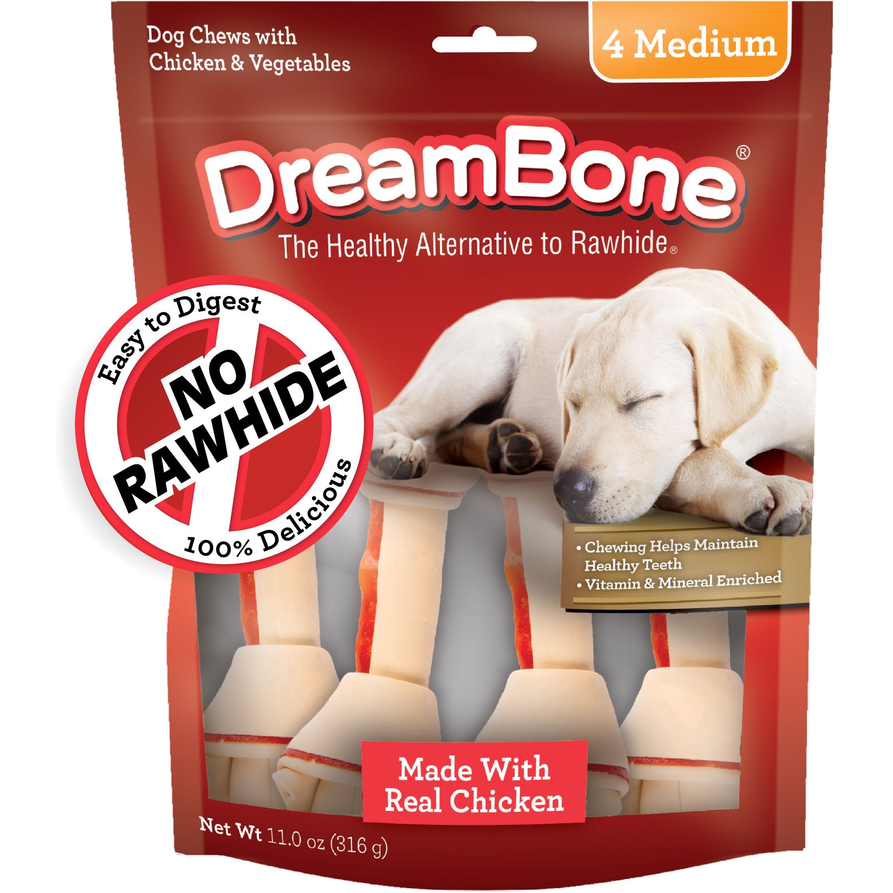 DreamBone Medium Chicken Chew Bones Dog Treats