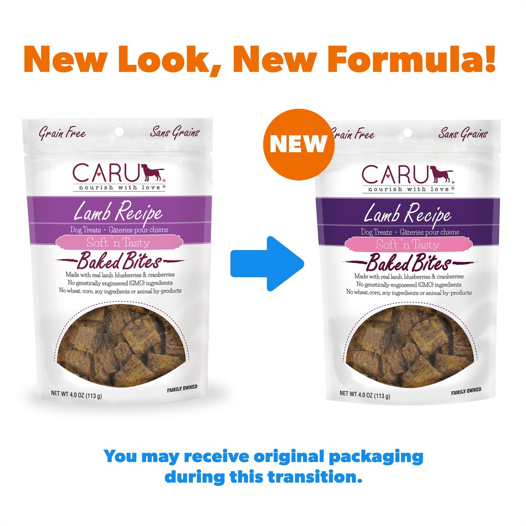 Caru Soft 'n Tasty Baked Bites Lamb Recipe Grain-Free Dog Treats