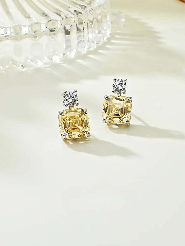 Desire Yellow Diamond Square Ascot earrings made of pure silver with high carbon diamonds creating a feel241121