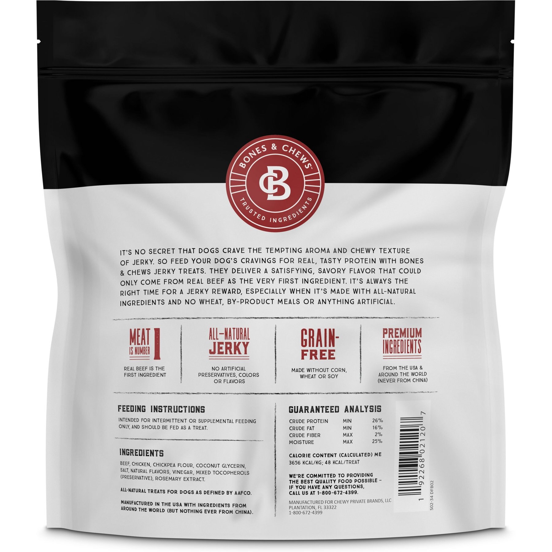 Bones & Chews All Natural Grain-Free Jerky Made with Real Beef Dog Treats