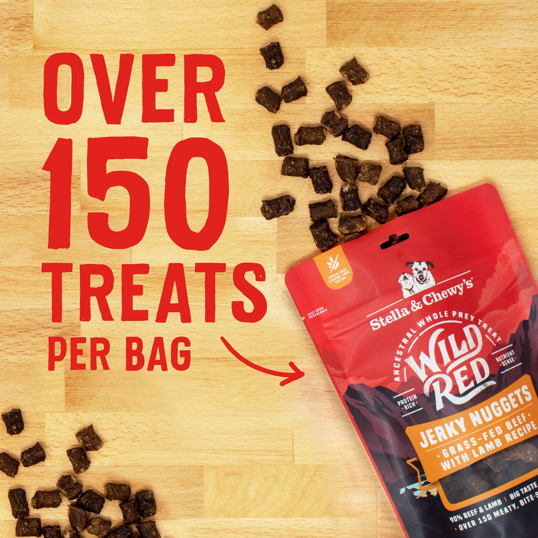 Stella & Chewy's Wild Red Jerky Nuggets Beef & Lamb Recipe Grain-Free Dog Treats, 6-oz bag