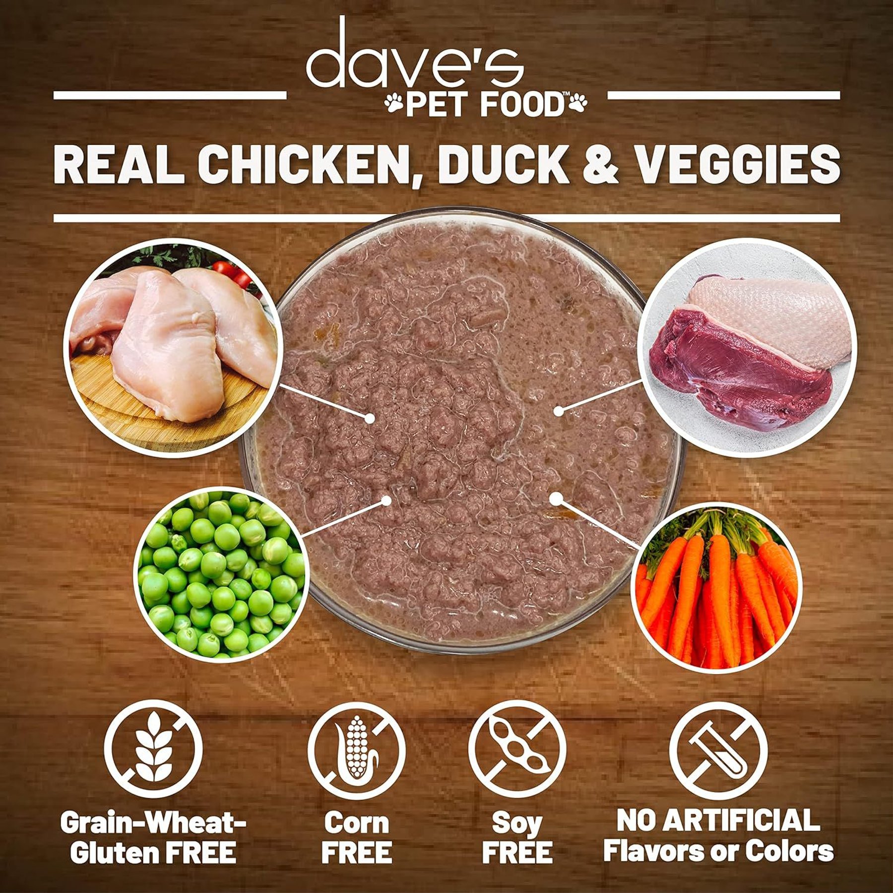 Dave's Pet Food Gravylicious Chicken & Duck with Veggies Grain-Free Canned Wet Dog Food, 12-oz can, case of 12