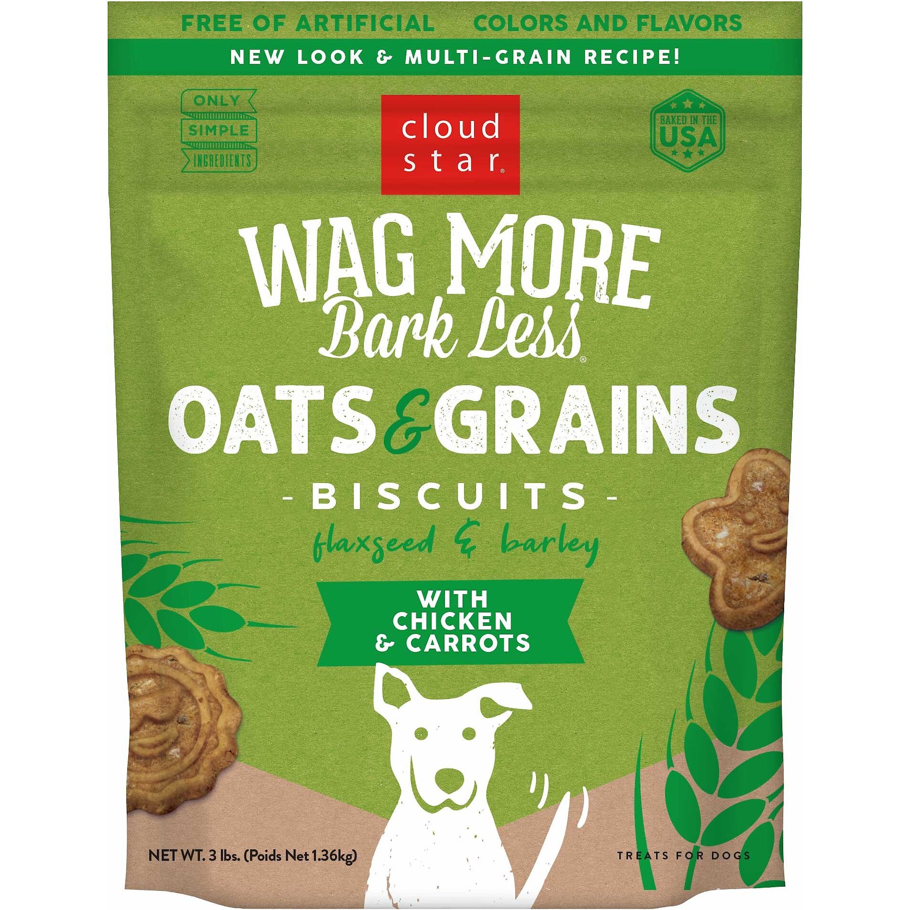 Cloud Star Wag More Bark Less Oats & Grains Biscuits with Chicken & Carrots Dog Treats