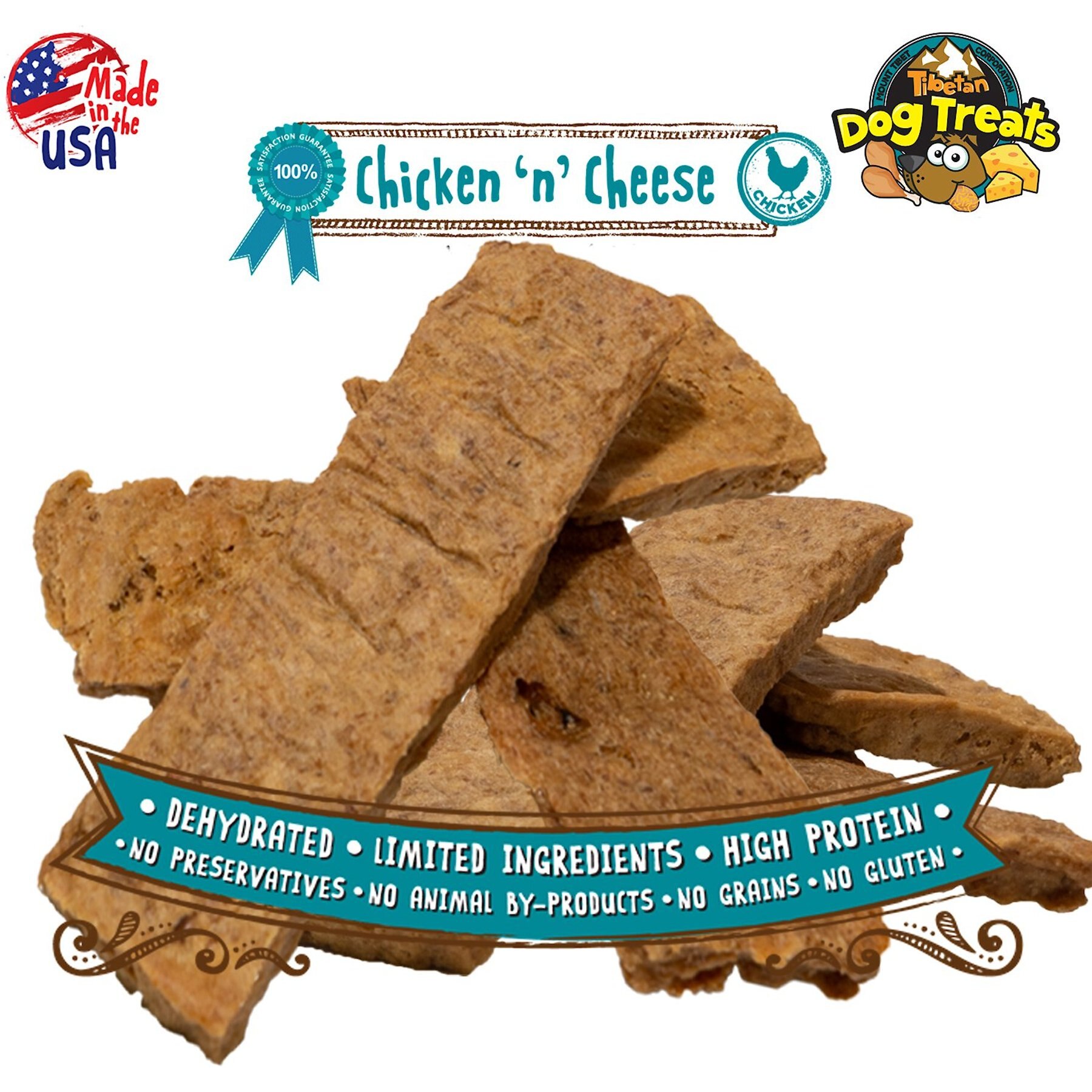 Tibetan Dog Treats Chicken 'n' Cheese Grain-Free Dehydrated Dog Treats, 3.5-oz pouch