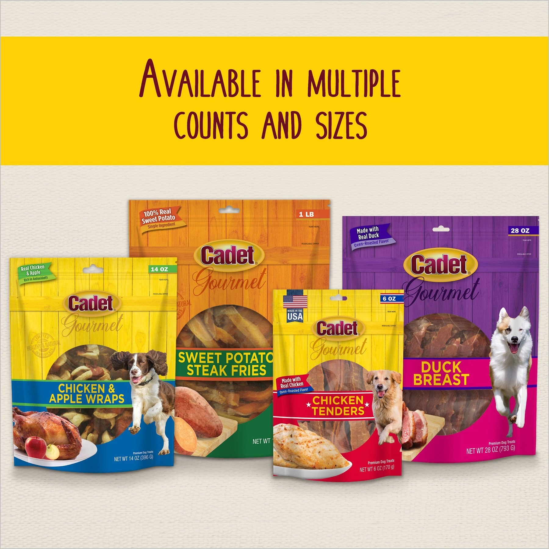 Cadet Gourmet Beef Hide & Duck Twist Sticks Dog Treats, 5-in