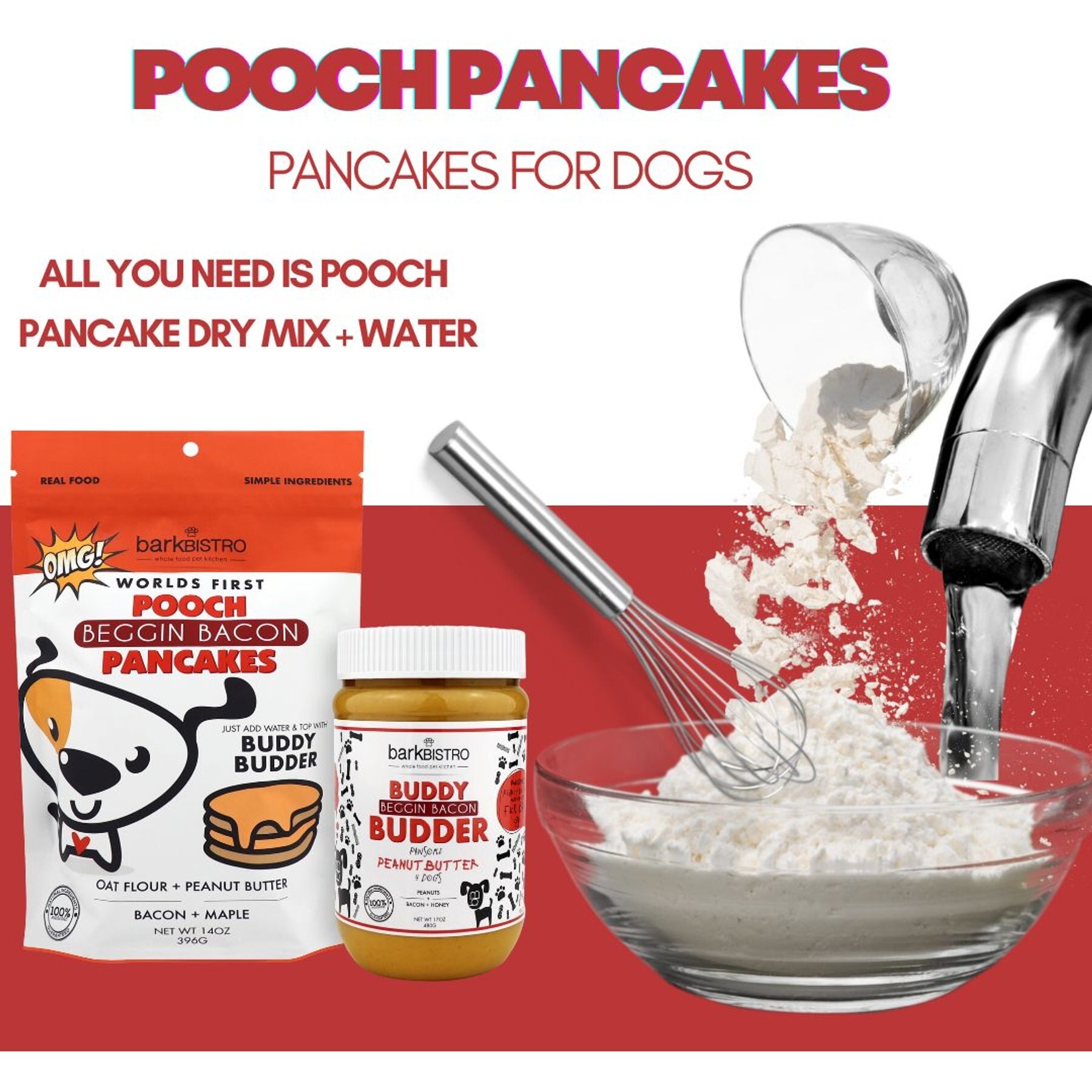 Bark Bistro Company Begging Bacon Pooch Pancakes Mix Dog Soft & Chewy Treats, 14-oz pouch