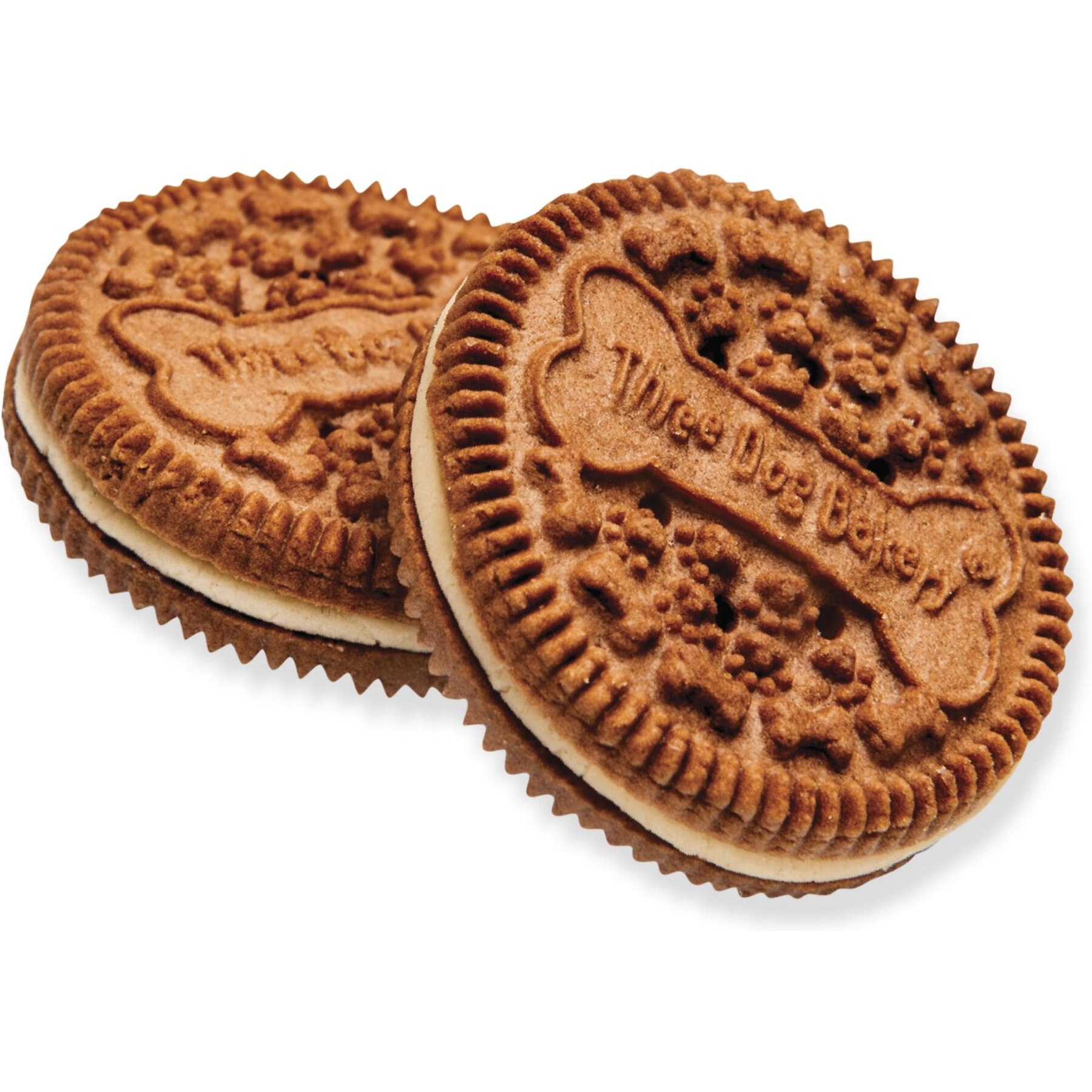Three Dog Bakery Lick' n Crunch Sandwich Cookies Carob & Peanut Butter Flavor Dog Treats