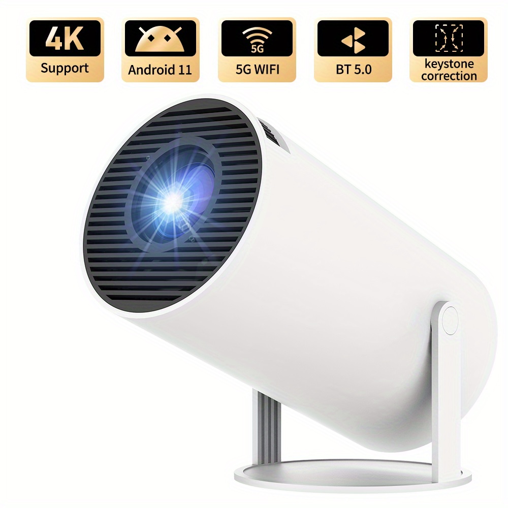Portable HD Projector Support 4K Smart HD Projector Android 11. 0 Dual WIFI BT 5. 0 Mini Projector With Auto Keystone Correction 180 Adjust