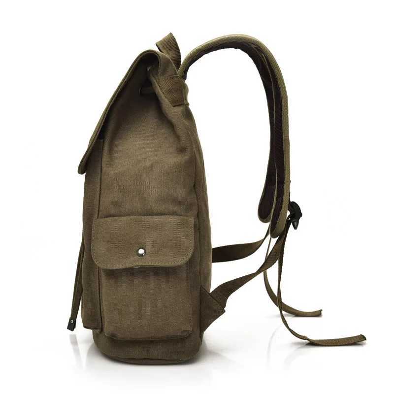 Backpack New High Quality Canvas Men Backpack Large Shoder School Bag Rucksack For Boys Travel Fi Camping Bags Fi Simple Bags Z241121