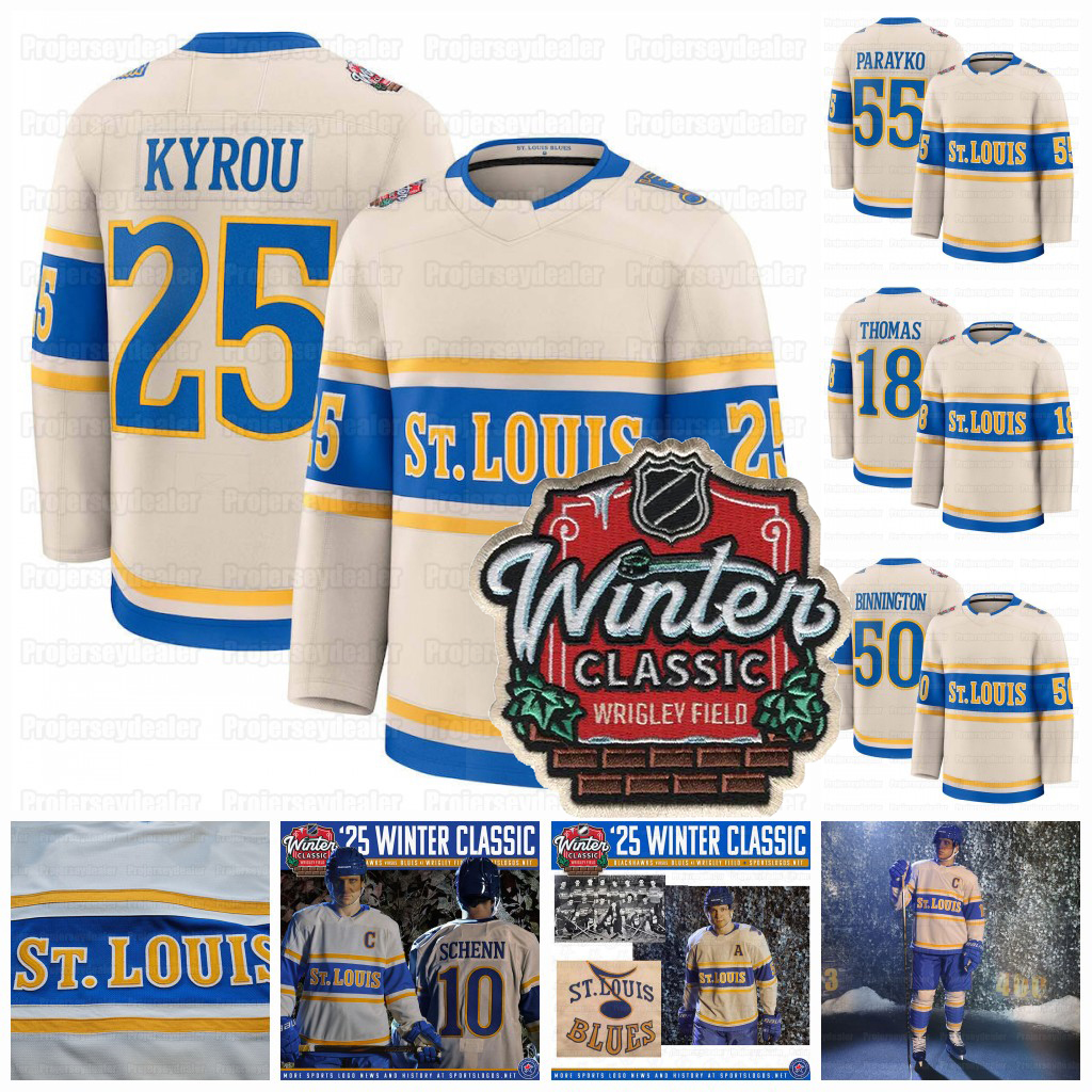 Kyrou St. Blues 2025 Winter Classic Jerseys Robert Thomas Jakub Vrana Niko Mikkola Justin Faulk Pavel Buchnevich Binnington Schenn Kasperi Kapanen