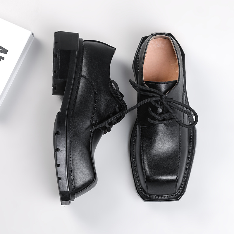 Men Male 498c3 Leather 2023 New Chunky Platform Retro Work Spring Autumn Derby Shoes Low Top Man Casual Flats