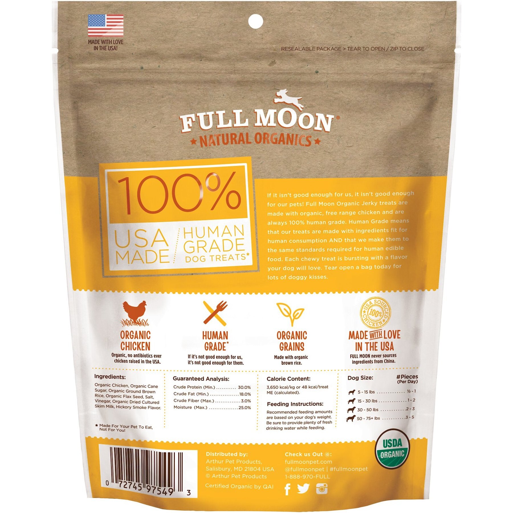 Full Moon Organic Chicken Jerky Human-Grade Dog Treats
