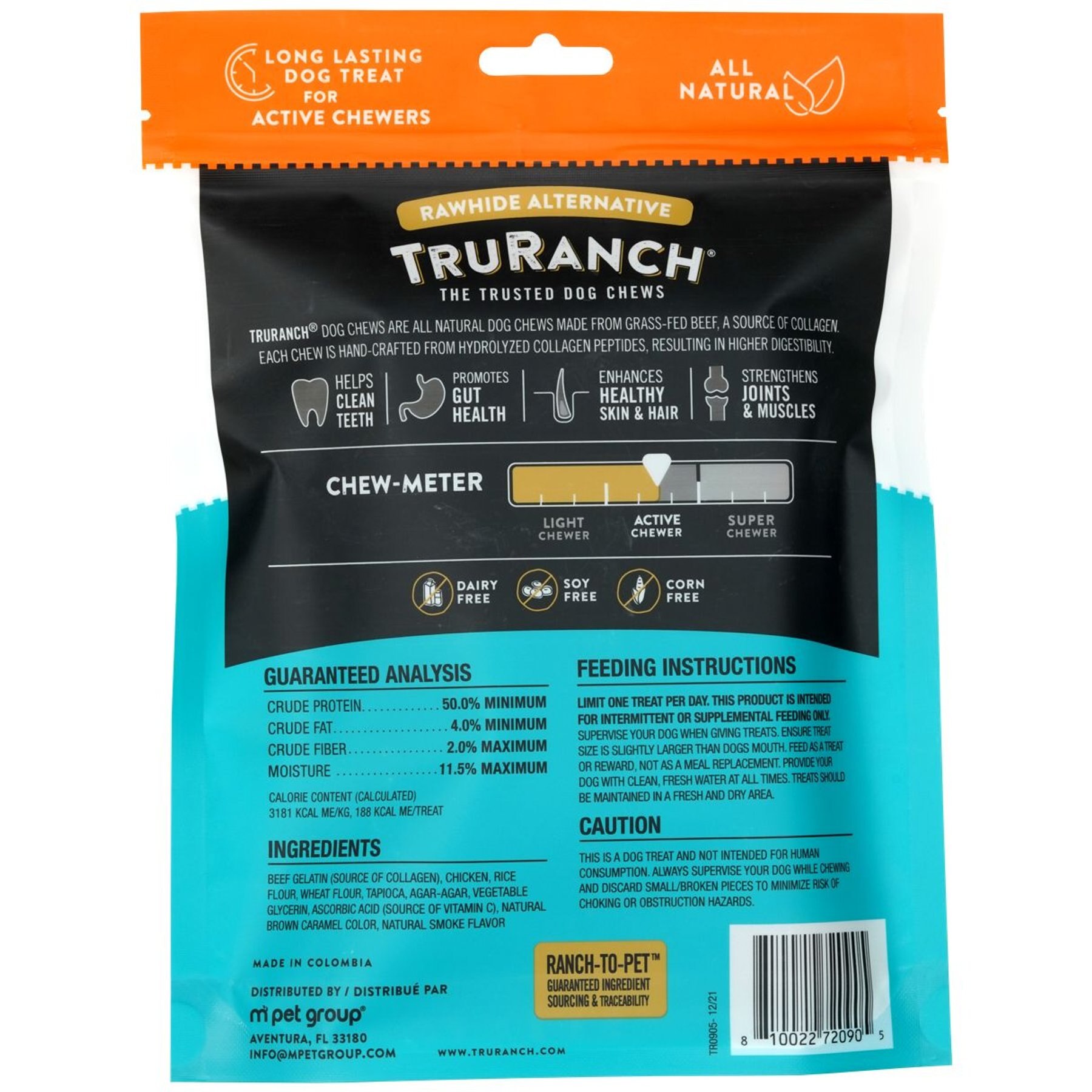 TruRanch Chicken Collagen Roll Hard Chew Dog Treats, 6-in, 4 count