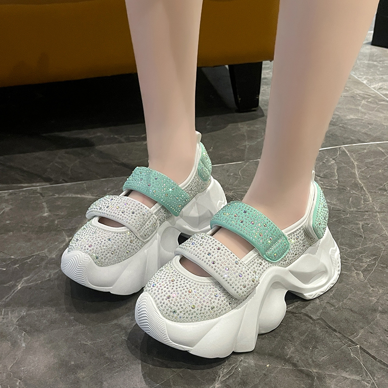 Fashion Sneakers Women Trend 2025 New Spring Autumn Velcro Platform Rhinestone Women Casual Shoes Fashion Shiny Ladies Sandals Leisure outdoor beach s
