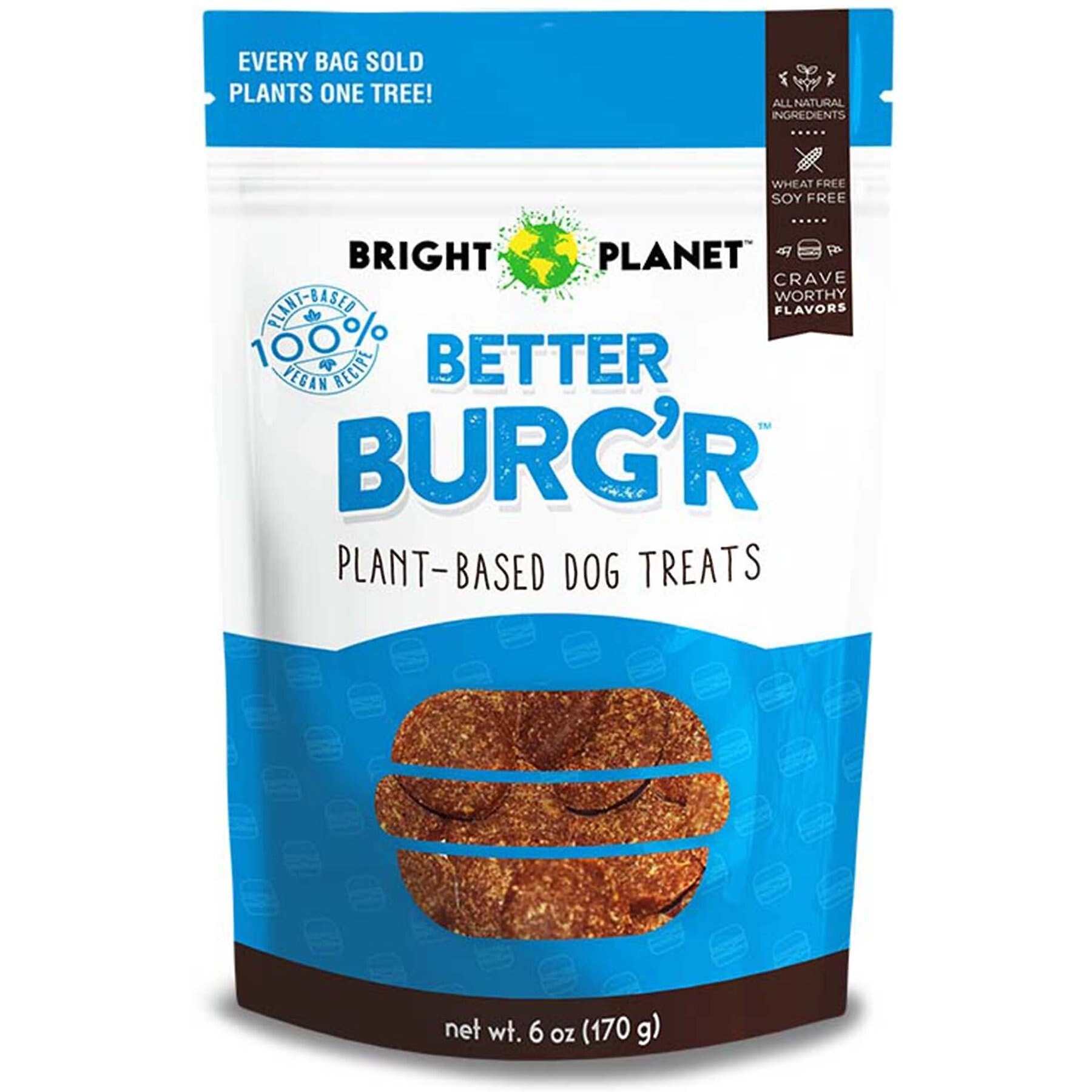 Bright Planet Pet Better Burg'r Plant-Based Dog Treats, 6-oz bag