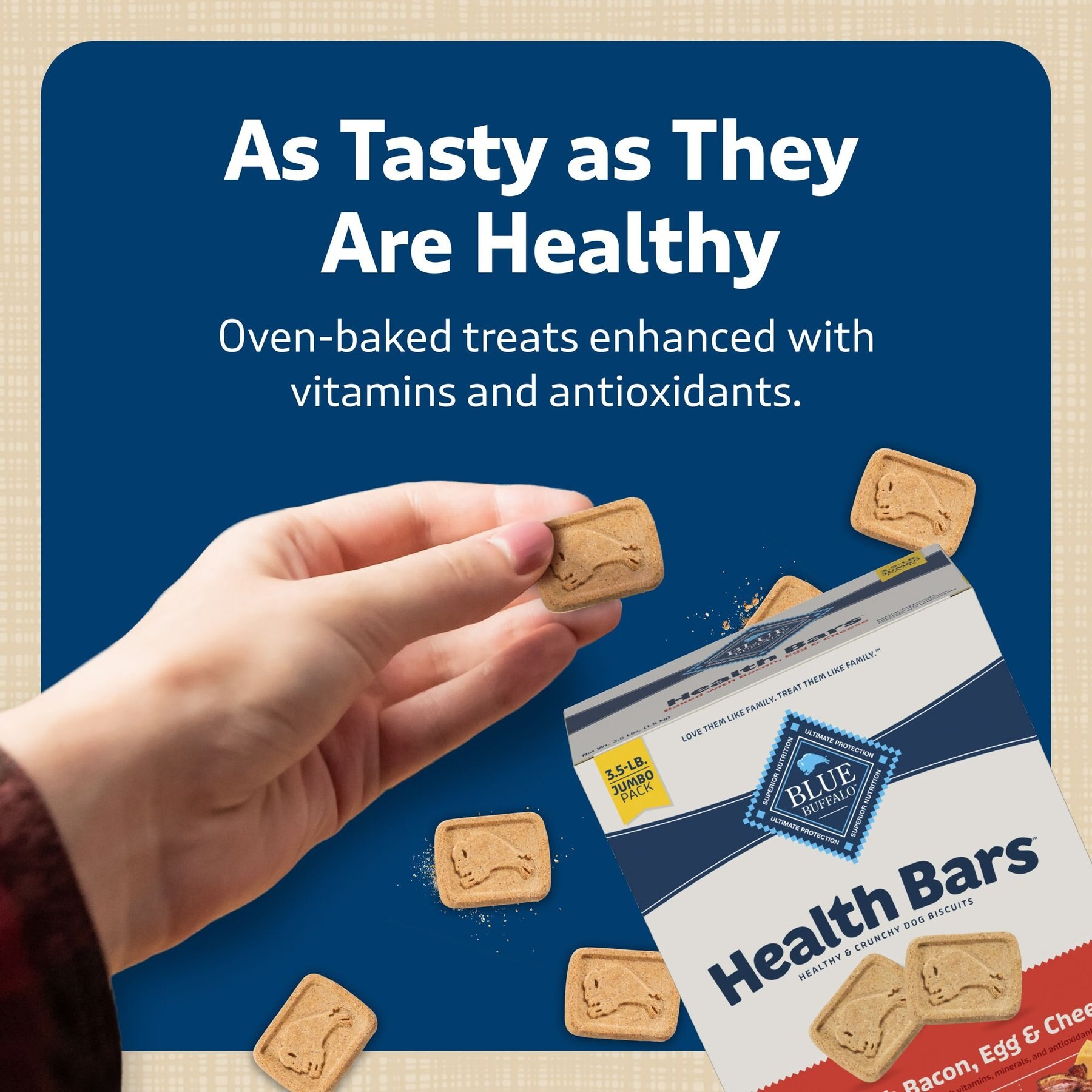 Blue Buffalo Mini Health Bars Baked with Bacon, Egg & Cheese Dog Treats