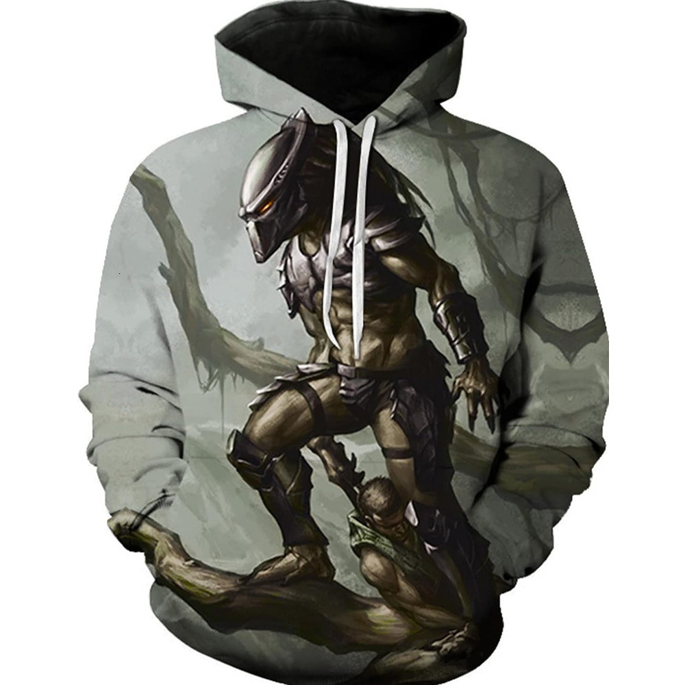 Hoodie for Mens Womens Adult Men The Predator Pullover Hoodie Pocket-3D Digital Cotton Hood Sweatshirt Long Sleeve Graphic Fashion Color