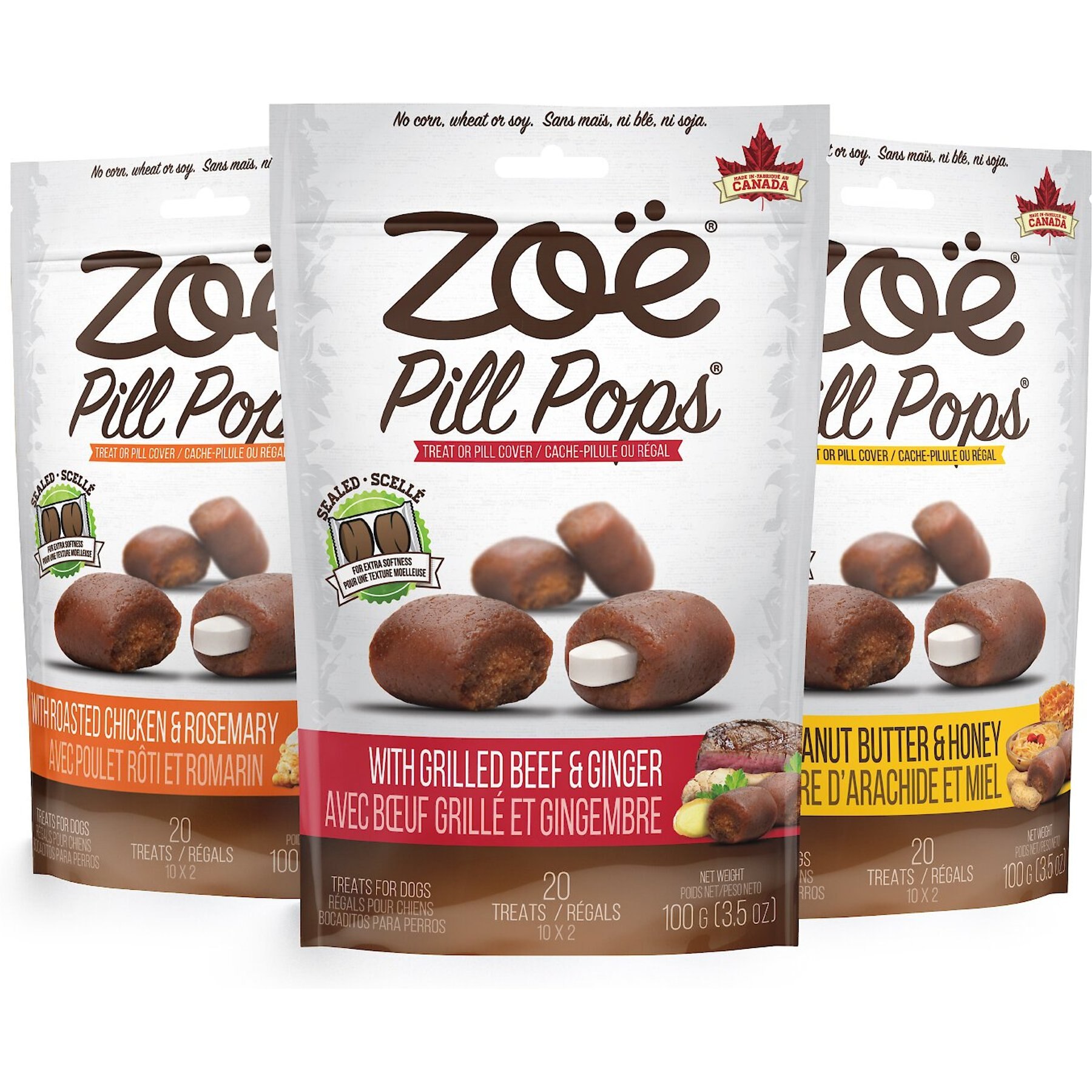 Zoe Pill Pop Grilled Beef with Ginger Dog Treats