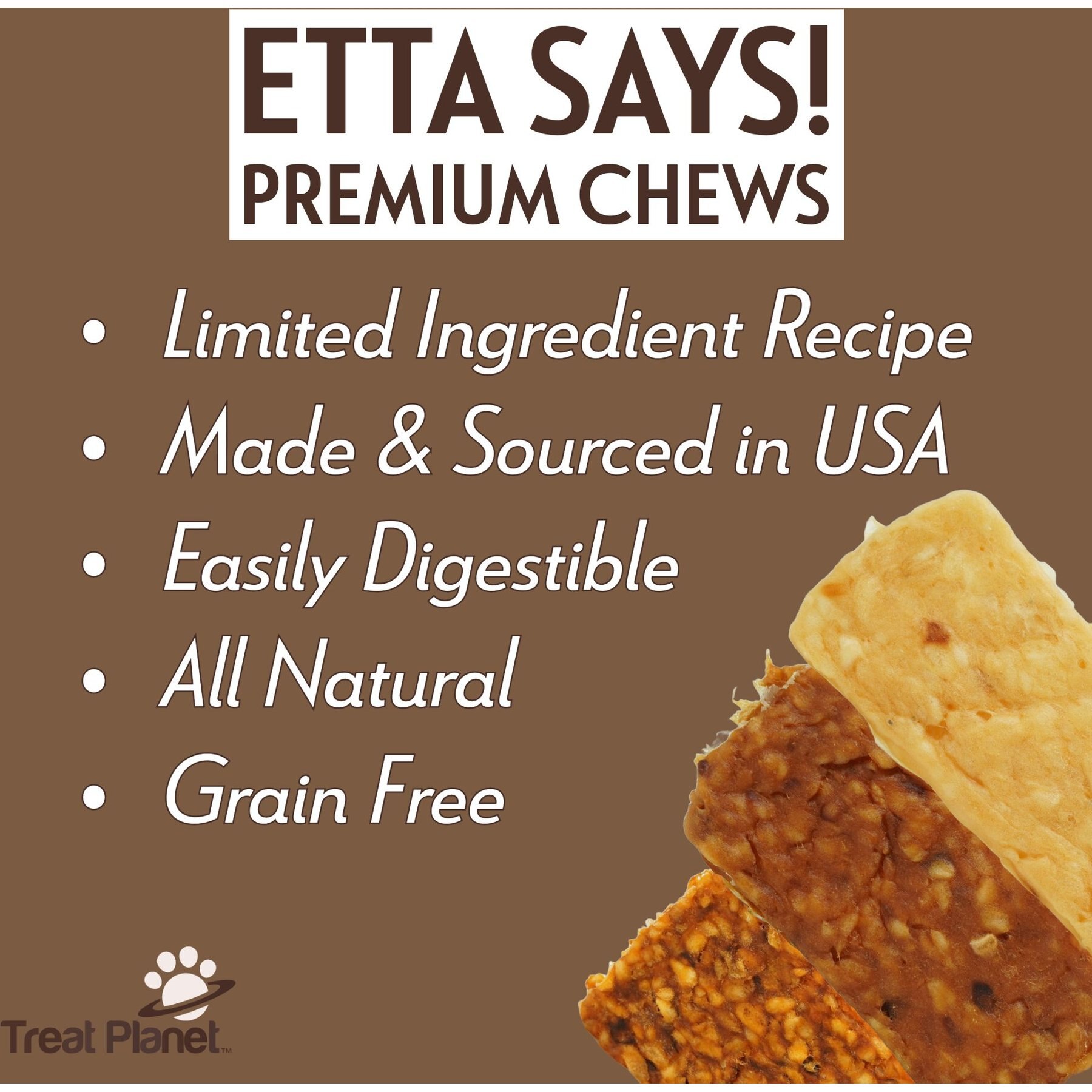 Etta Says! Crunchy Pork + Apple Chew Bars Dog Treats