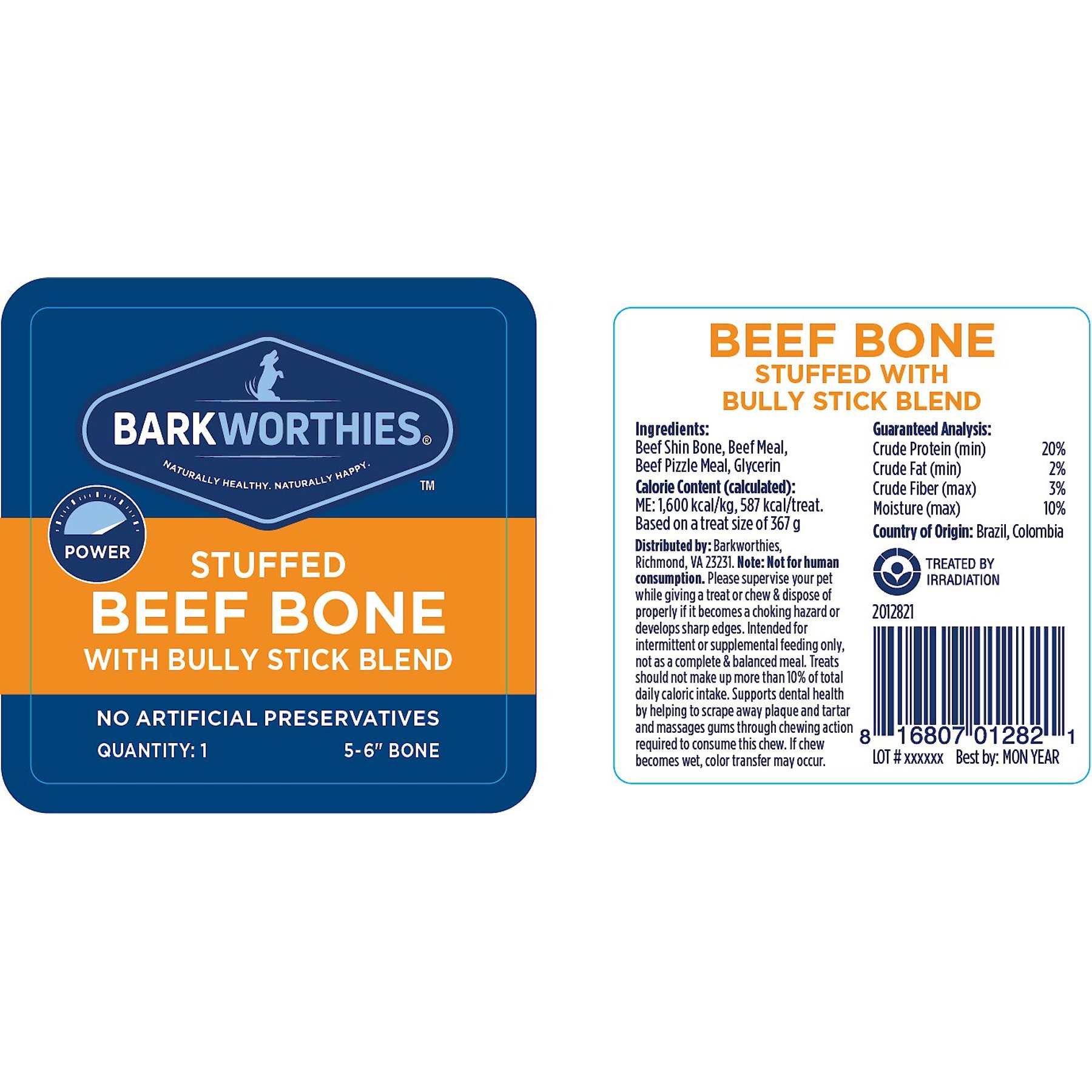 Barkworthies Large Stuffed Beef Shin Bone Dog Treat