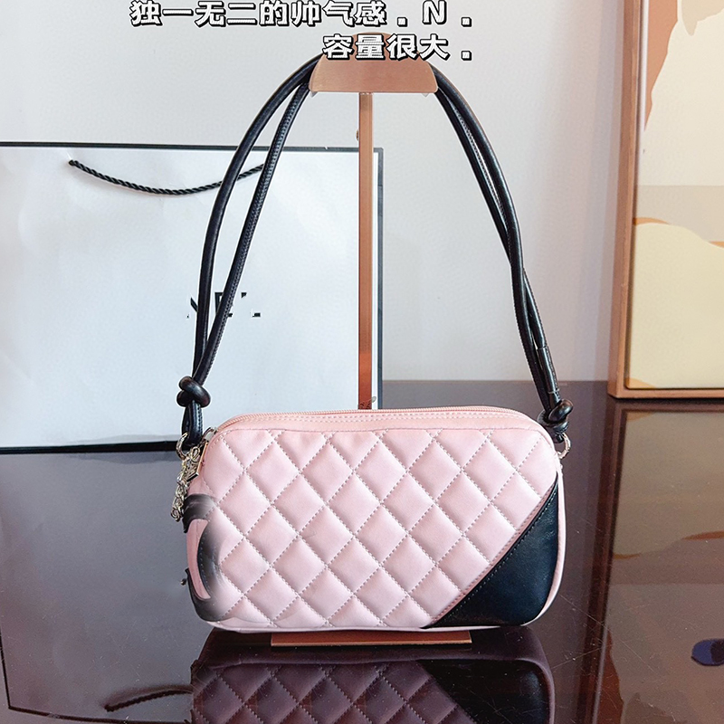 Vintage Bowling Bag Designer Women Shoulder Bag 22cm Leather Diamond Check Silver Hardware Metal Zipper Luxury Handbag Underarm Bag Tote Bags Makeup Sacoche Wallet