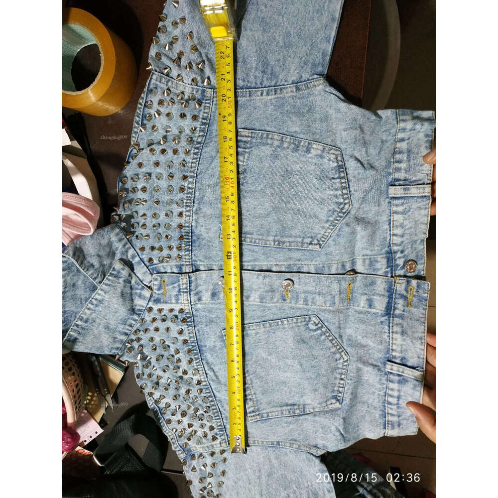 Fashion new bat sleeve heavy work rivet short washed denim jacket female jacket T200212
