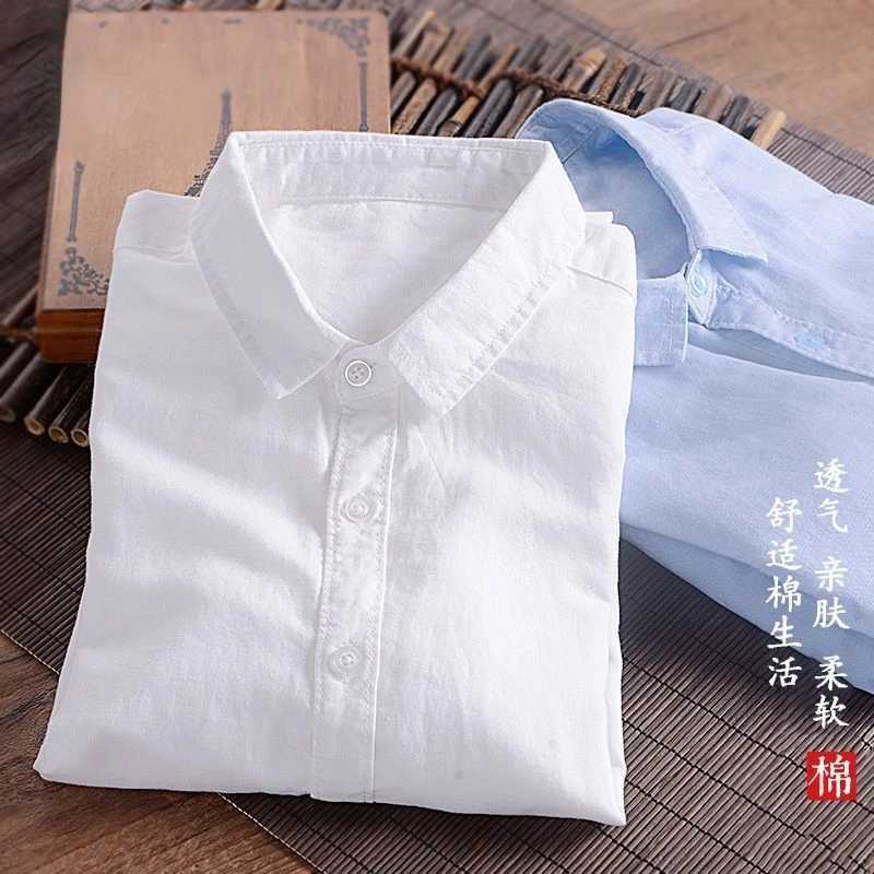 Mens Cotton Linen Short Sve Slim Fit Shirt Breathable Summer Cotton Linen Blend Tops Casual White Button Down ShirtXJ241120