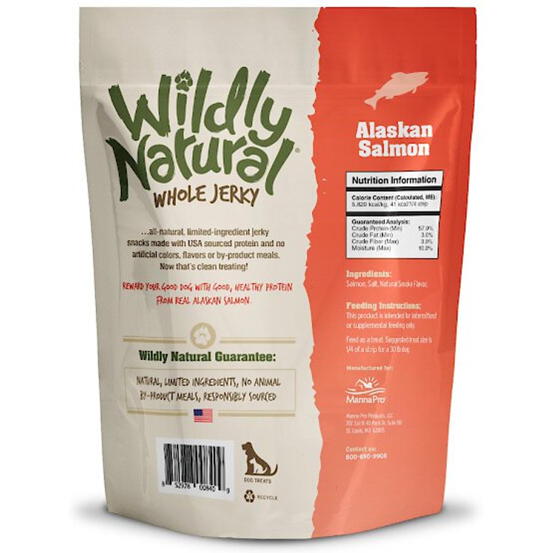 Wildly Natural Whole Jerky Alaskan Salmon Grain-Free Dog Treats, 5-oz bag