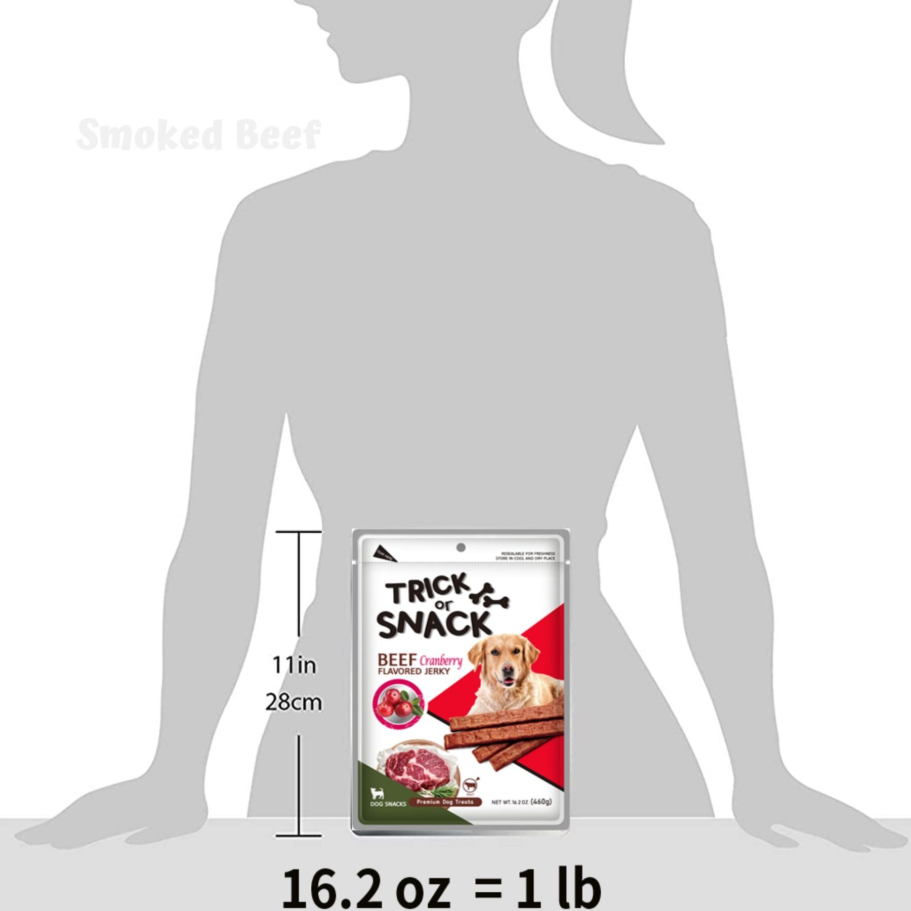 Trick or Snack Beef & Cranberry Flavored Jerky Dog Treats, 1-lb bag