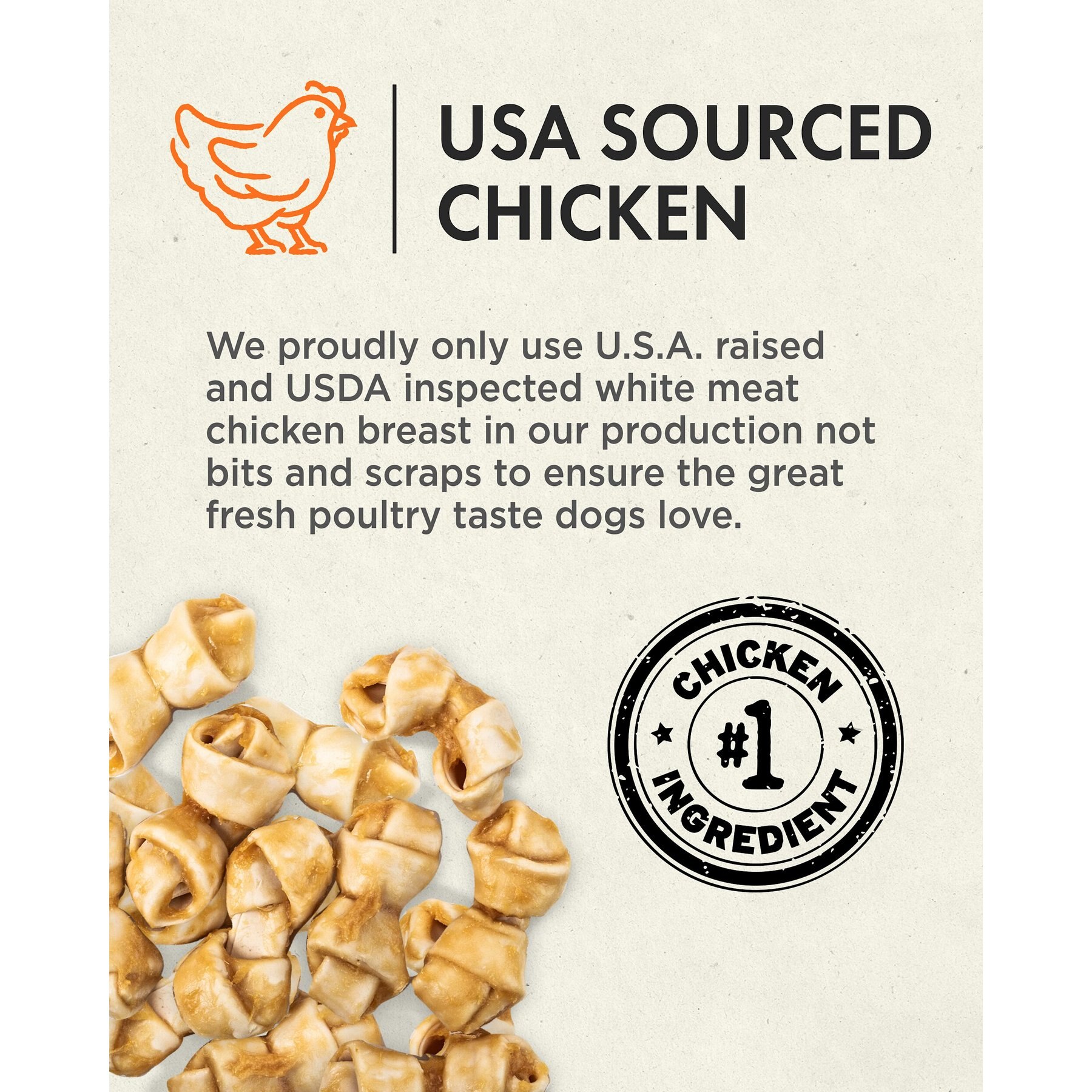 Canine Naturals Hide Free Chicken Recipe Mini Knot Dog Chew Treat, 12 count