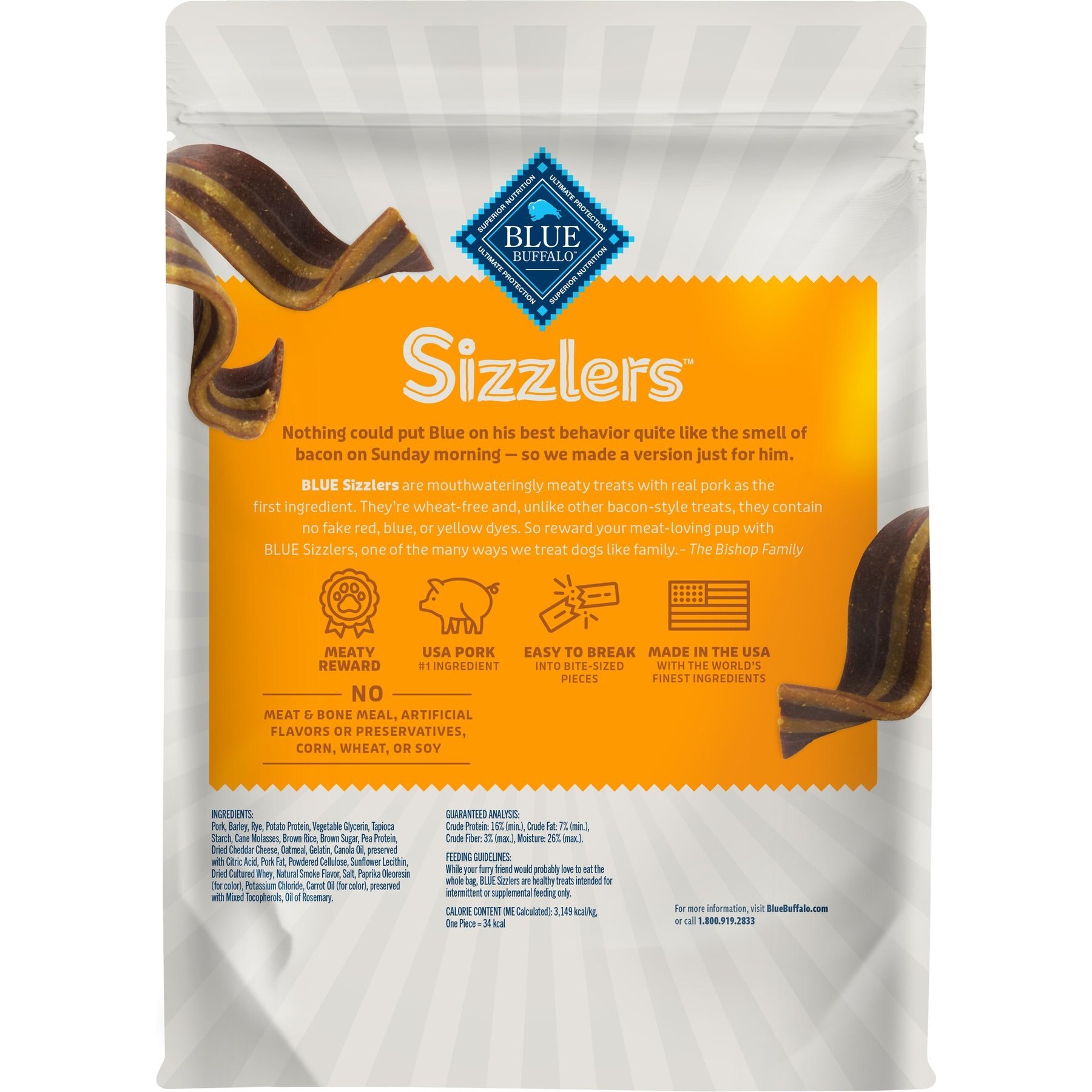 Blue Buffalo Sizzlers with Cheddar Bacon-Style Dog Treats