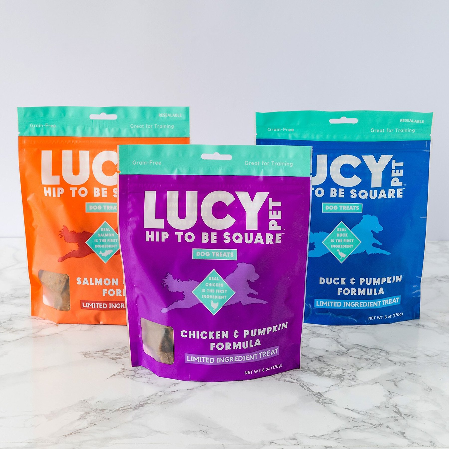 Lucy Pet Products Hip To Be Square Chicken & Pumpkin Formula Grain-Free Dog Treats