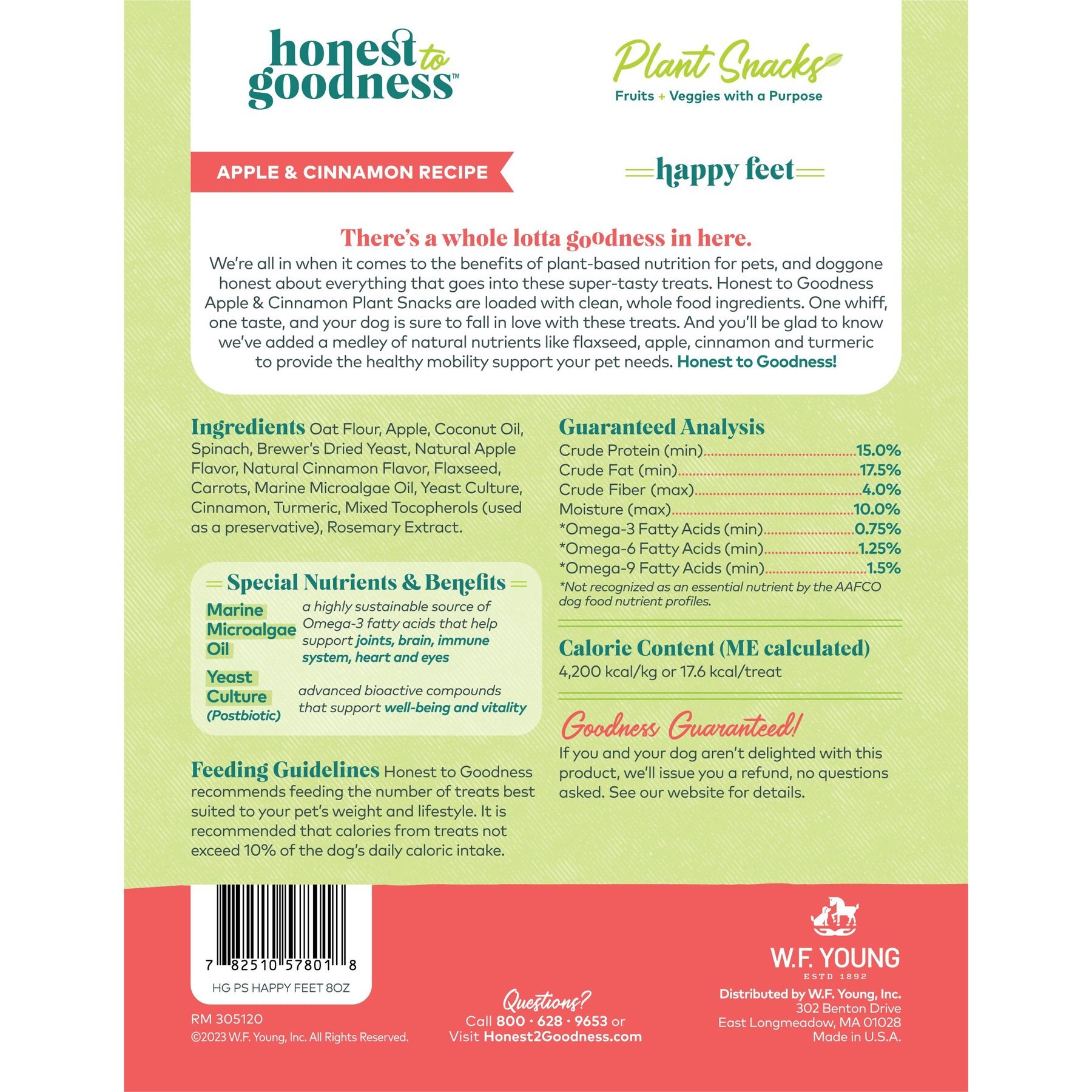 Honest To Goodness Plant Snacks Happy Feet Apple & Cinnamon Dog Treats, 8-oz bag