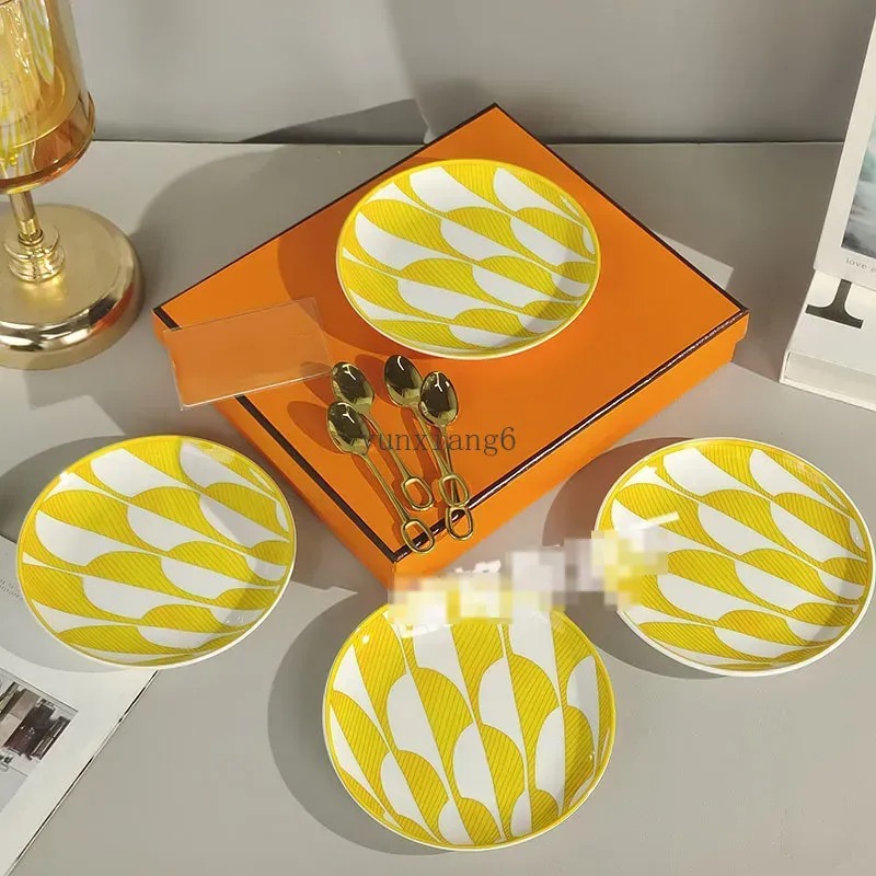 Bone china plate, birthday cake, party plate, tableware, fruit steak plate, original standard spoon plate