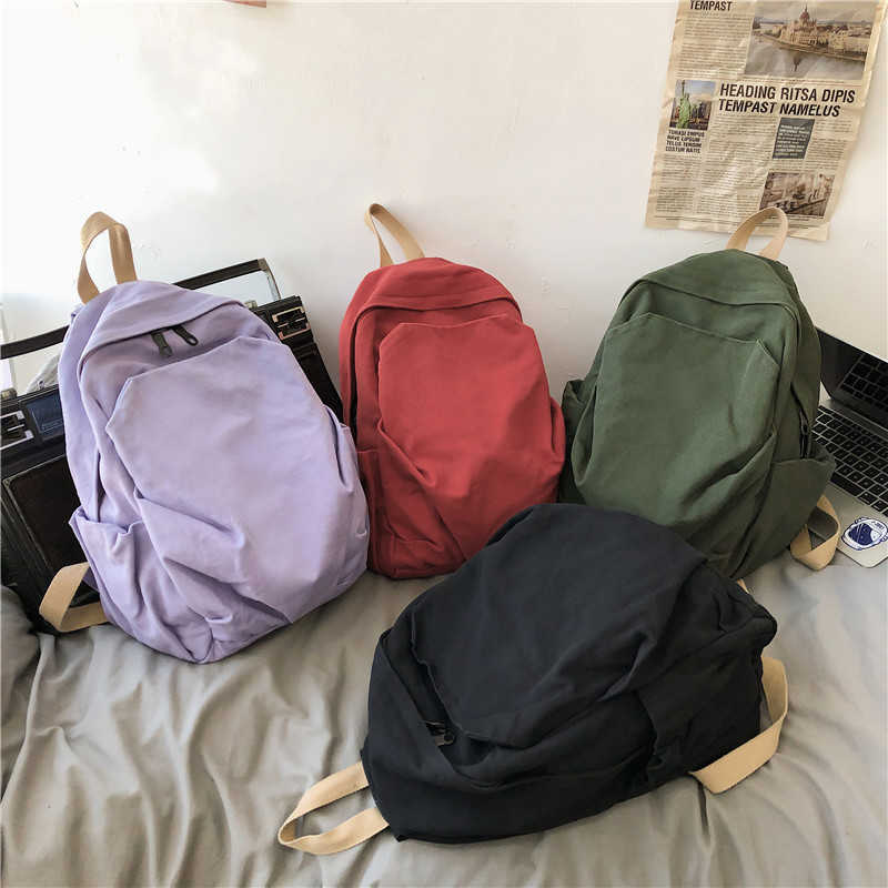 Folding backpack for women new washed canvas artistic Korean version college style student backpack casual backpack