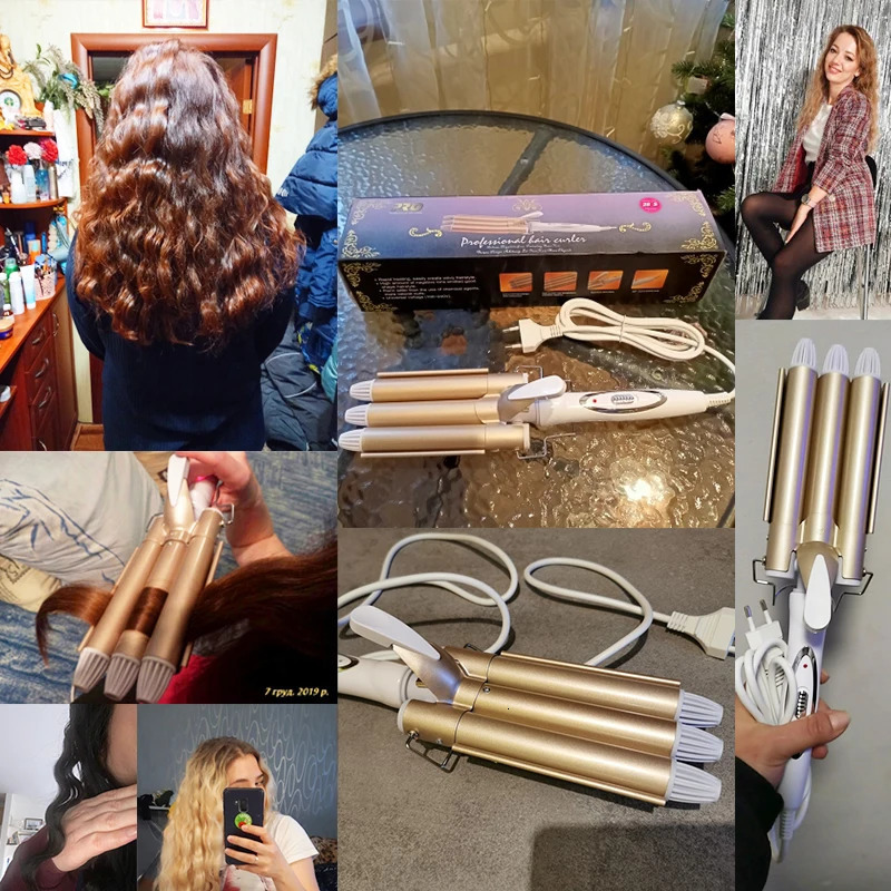 Curling irons Professional hair care styling tools Ceramic Triple Barrel Hair Styler curlers Electric Waver 240412