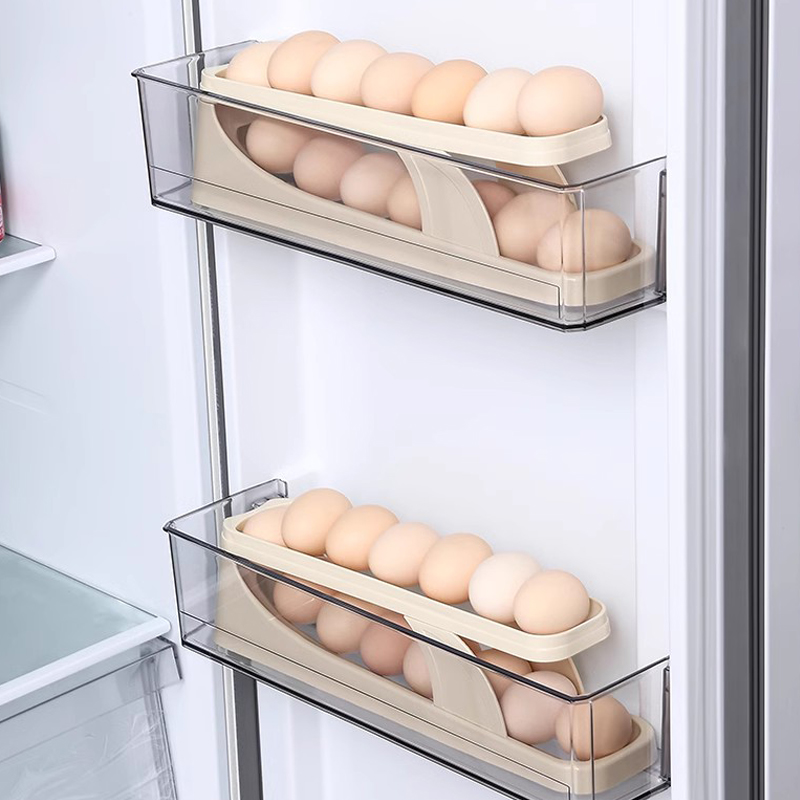 Slide-type egg storage box household refrigerator egg rack holder four-layer automatic roll-down egg box anti-fall egg box
