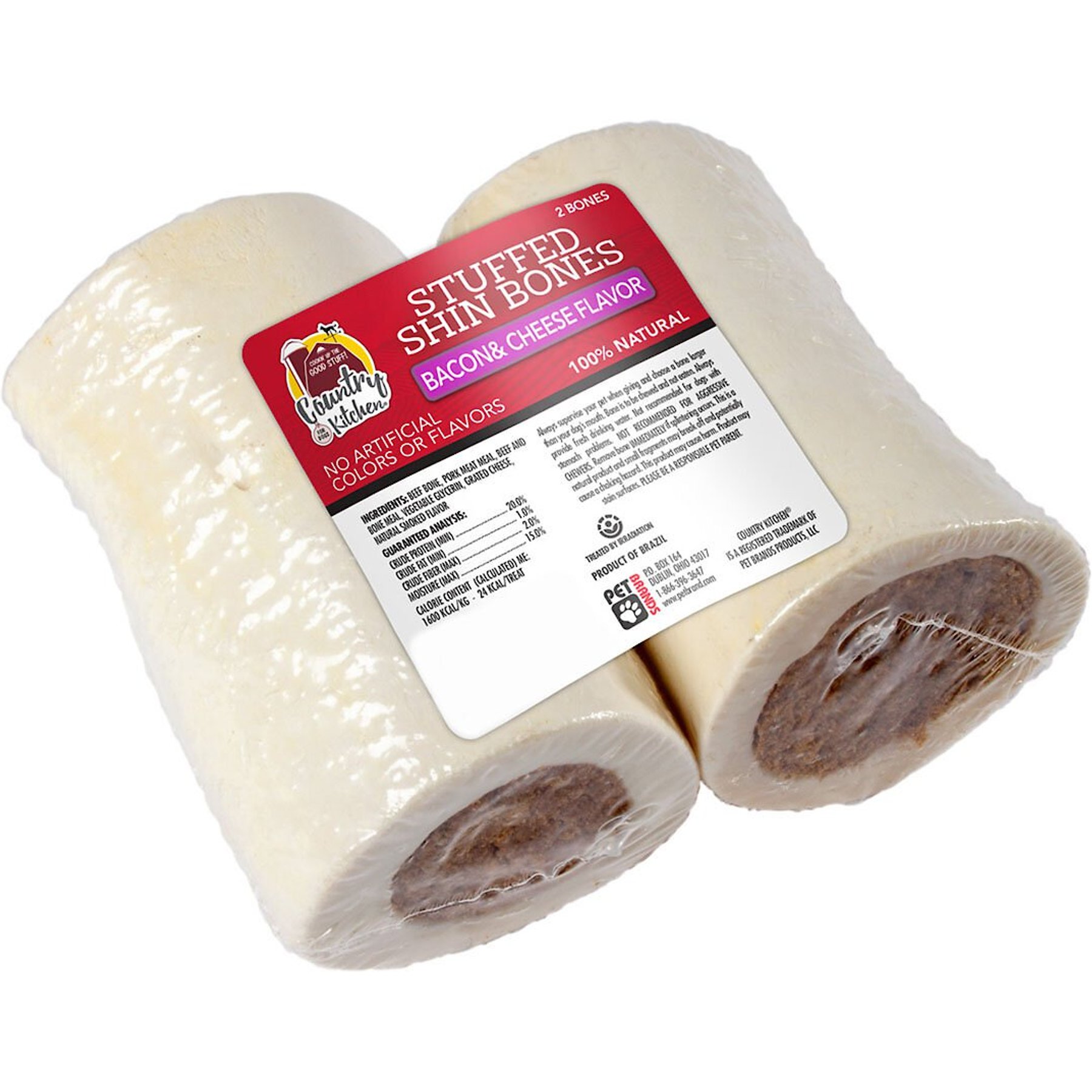 Country Kitchen Stuffed Shin Bone 4-in Bacon & Cheese Flavor Dog Treat, 2 count