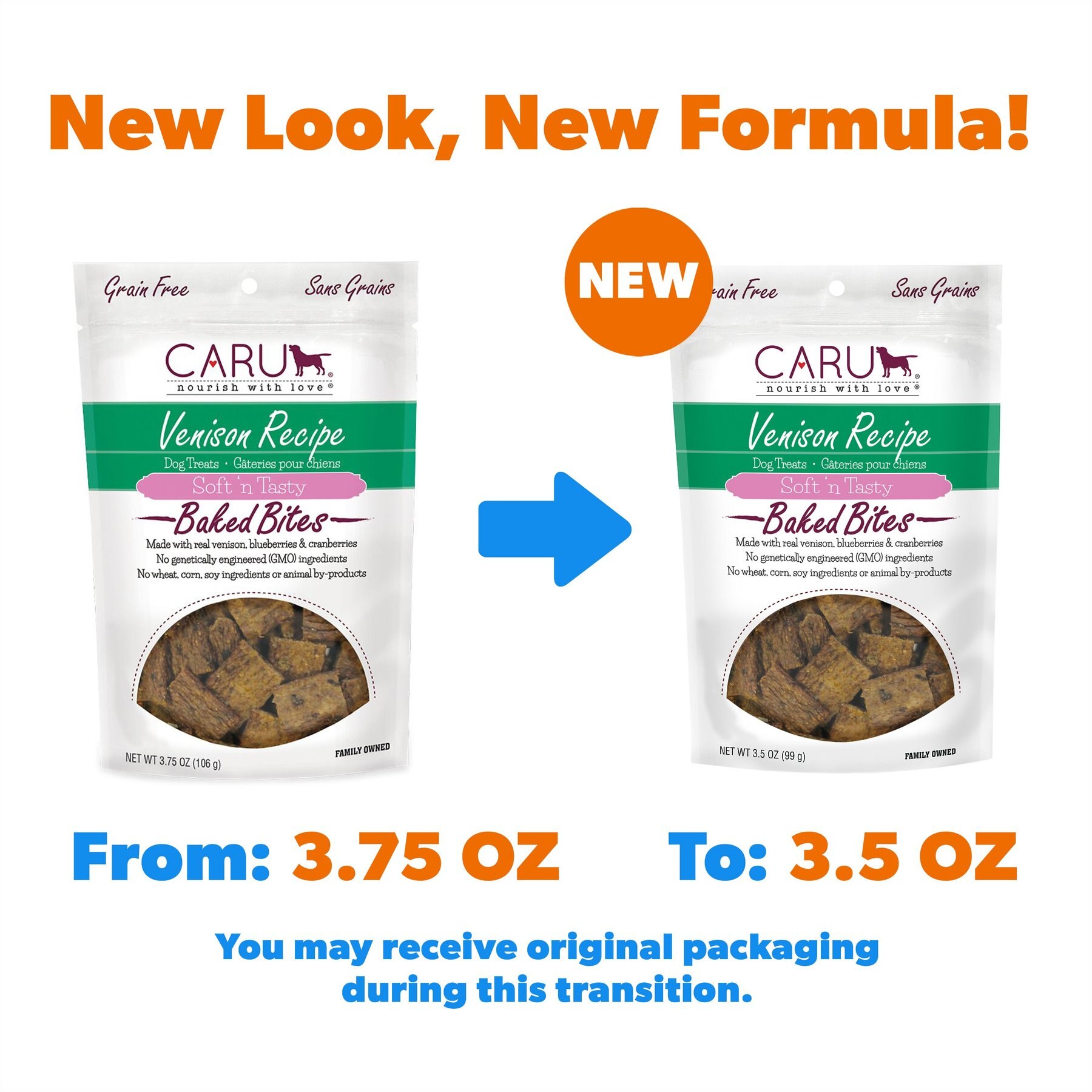 Caru Soft 'n Tasty Baked Bites Venison Recipe Grain-Free Dog Treats
