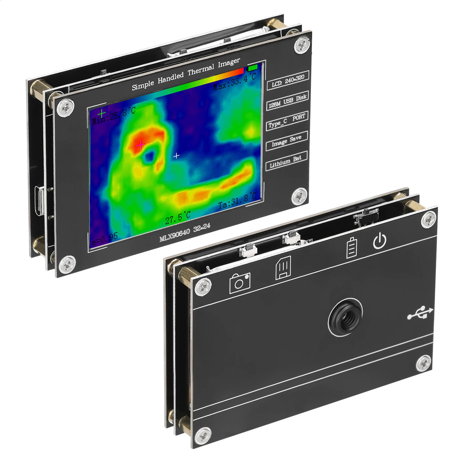 Portable thermal imaging camera -40 to 300 Small thermal imaging camera supports maximum and minimum center temperature measurement of 2.8 inches 2411