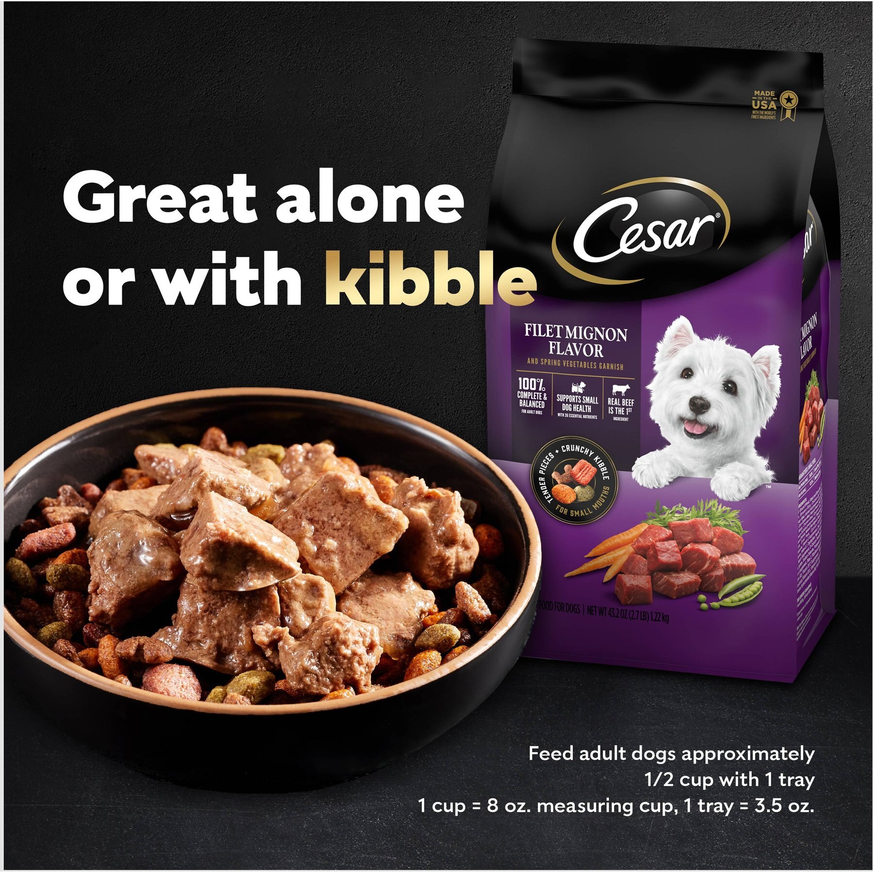 Cesar Loaf & Topper in Sauce Ham & Egg Flavor with Potato & Cheese Grain-Free Small Breed Adult Wet Dog Food