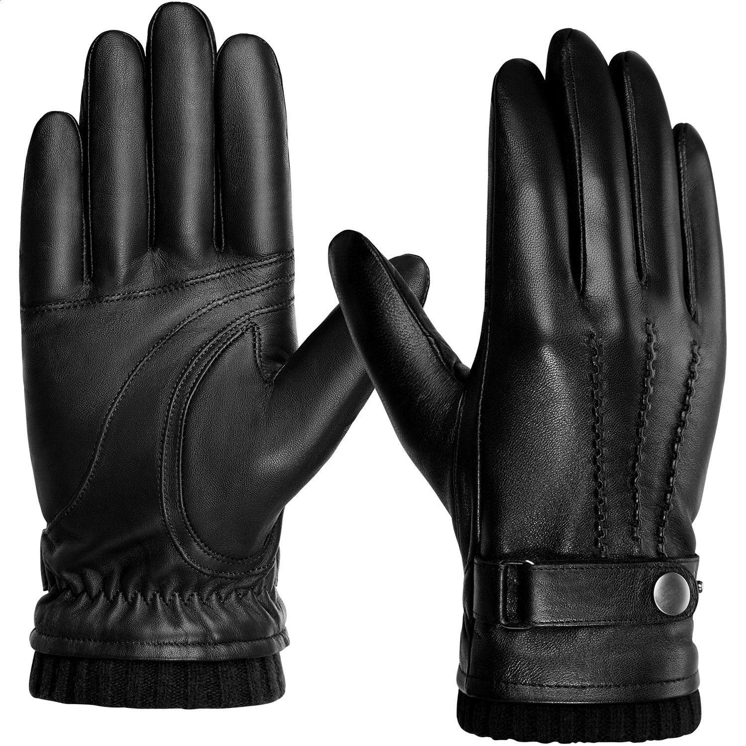 Cowboy 100% genuine leather sheepskin gloves for men winter warmth wool touch screen gloves driving bicycles running skiing gloves241121