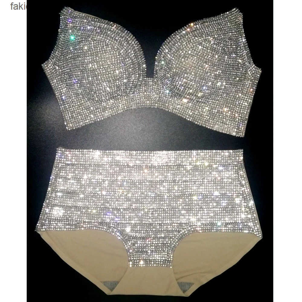 Other Panties NEW Bikini Set Women Bling Diamante Carnival Bra Crop Top Crystal Panties Rave Festival Bikini Set Burning Man Outfit Club Wear L240910